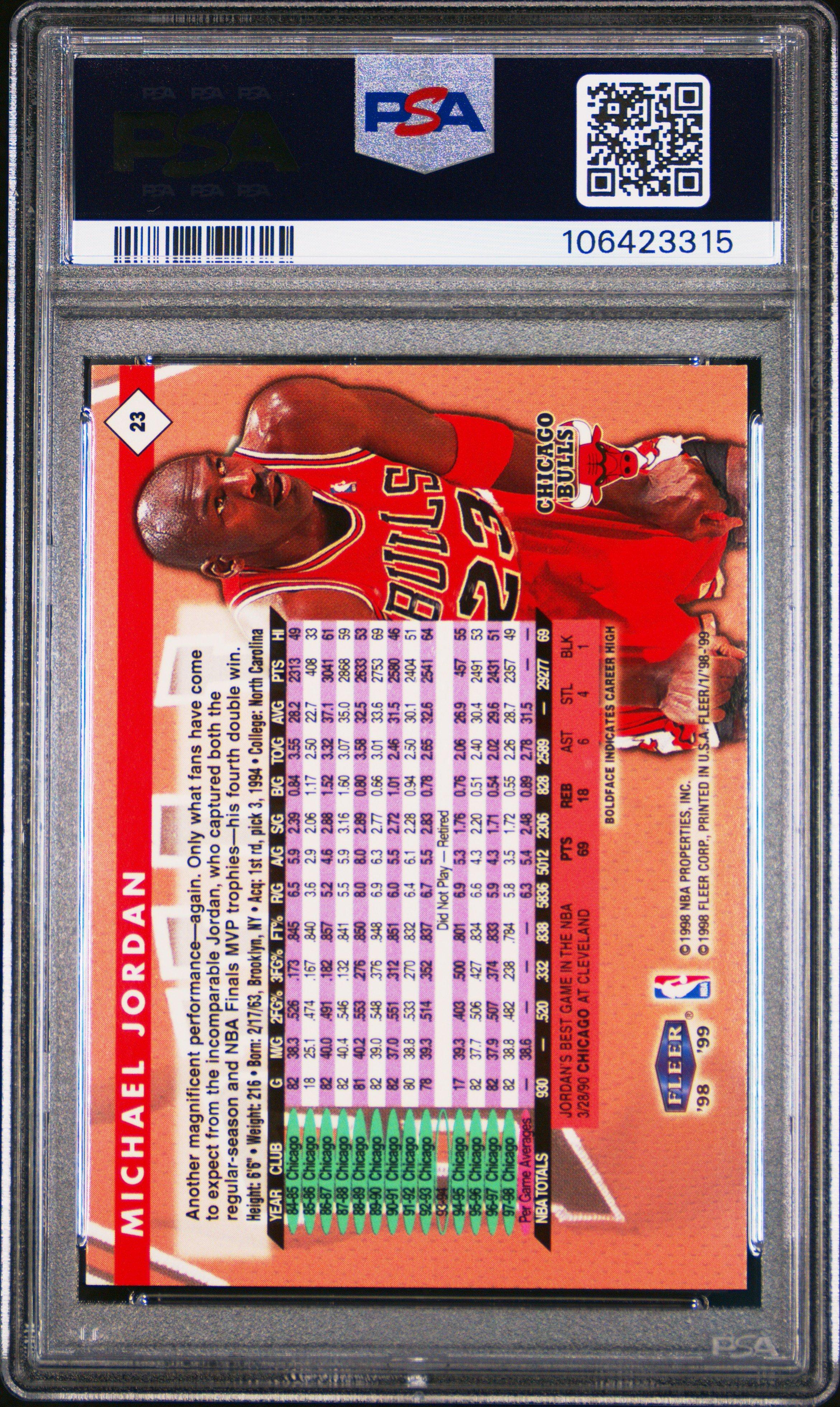 1998 Fleer Tradition 23 Michael Jordan PSA