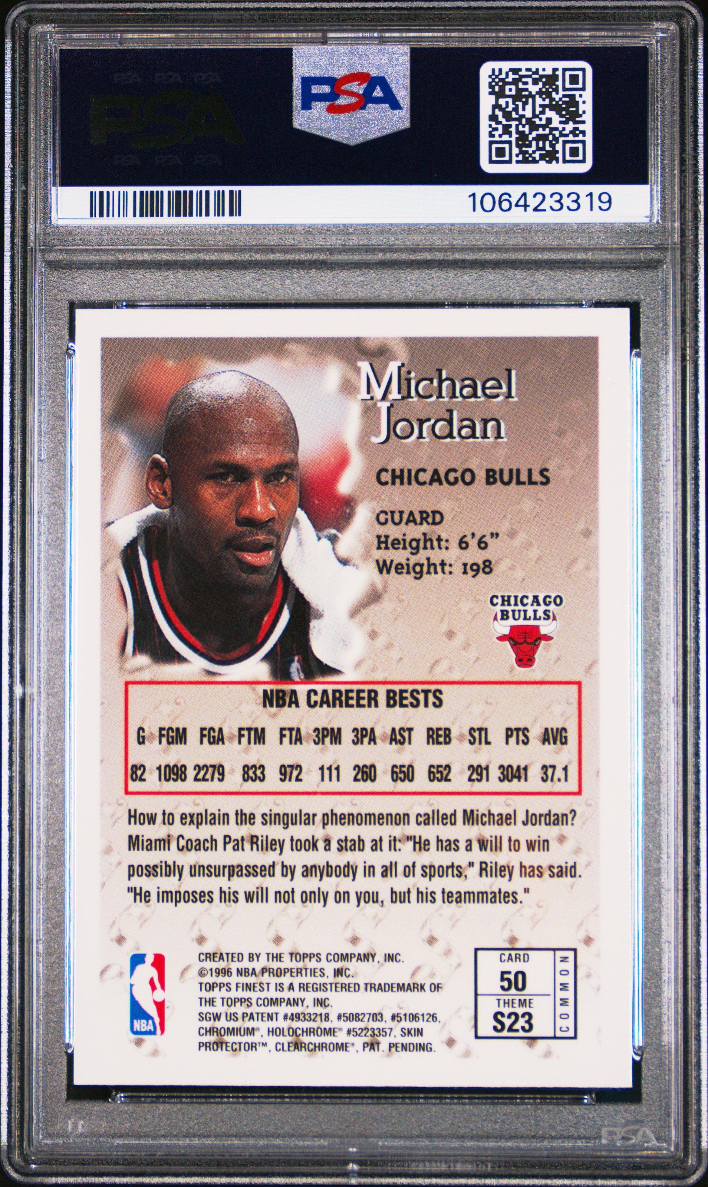 1996 Finest 50 Michael Jordan W/coating PSA 8