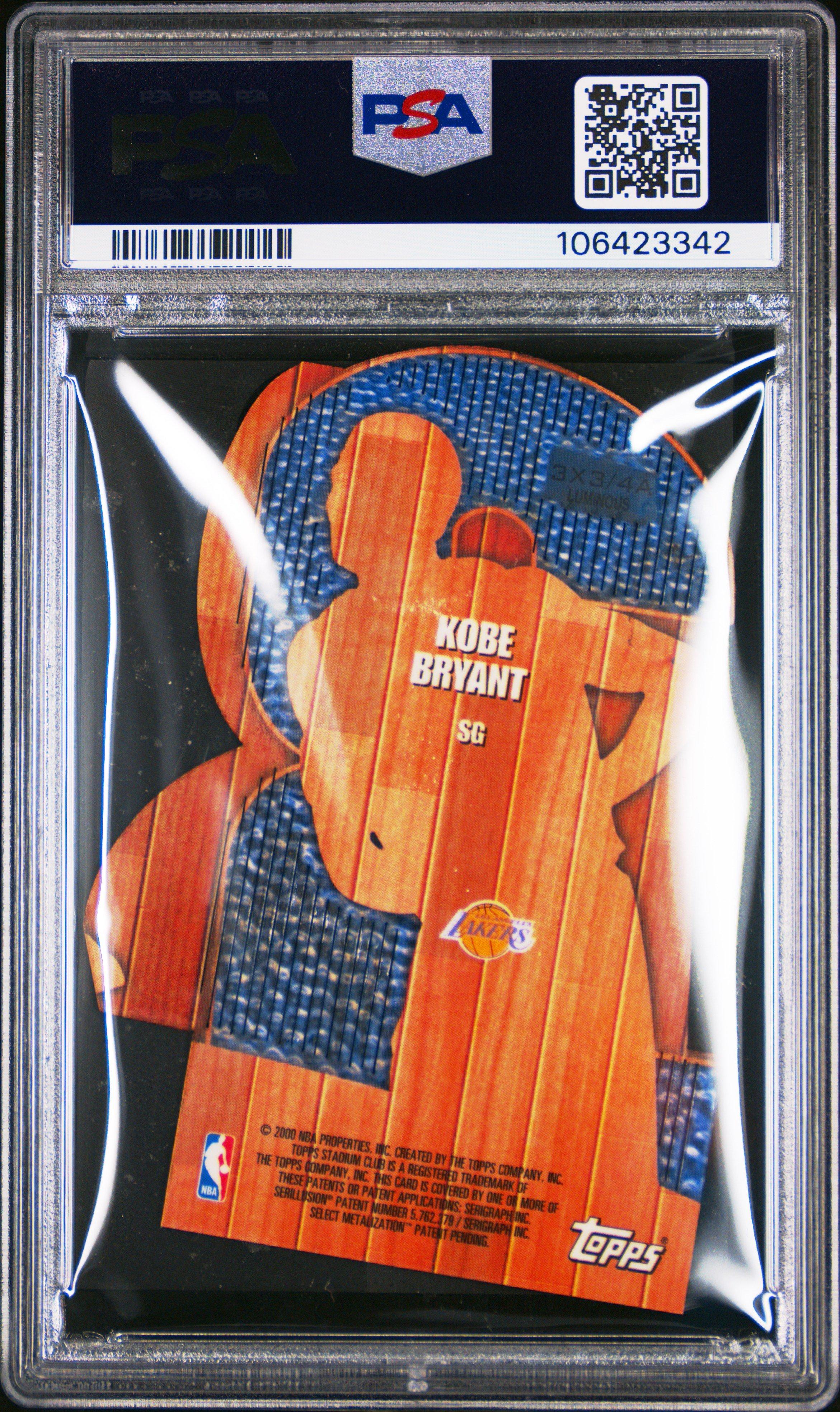1999 Stadium Club 3x3 4a Kobe Bryant Luminous PSA 8