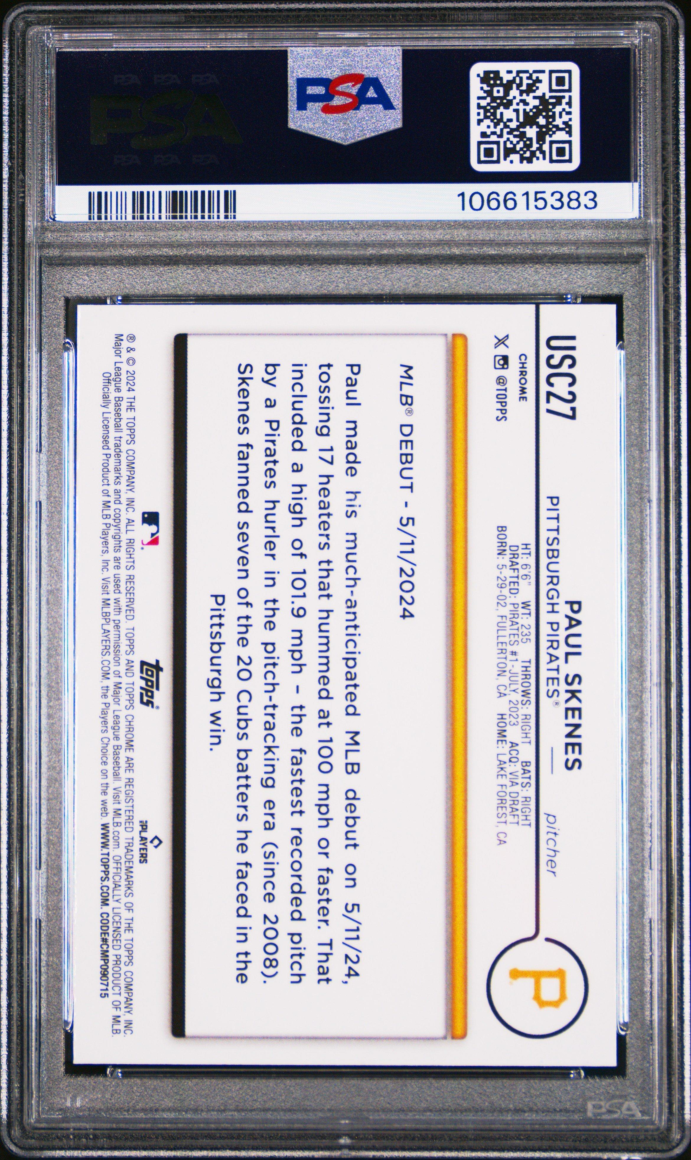 2024 Topps Chrome Update Usc27 Paul Skenes PSA 10