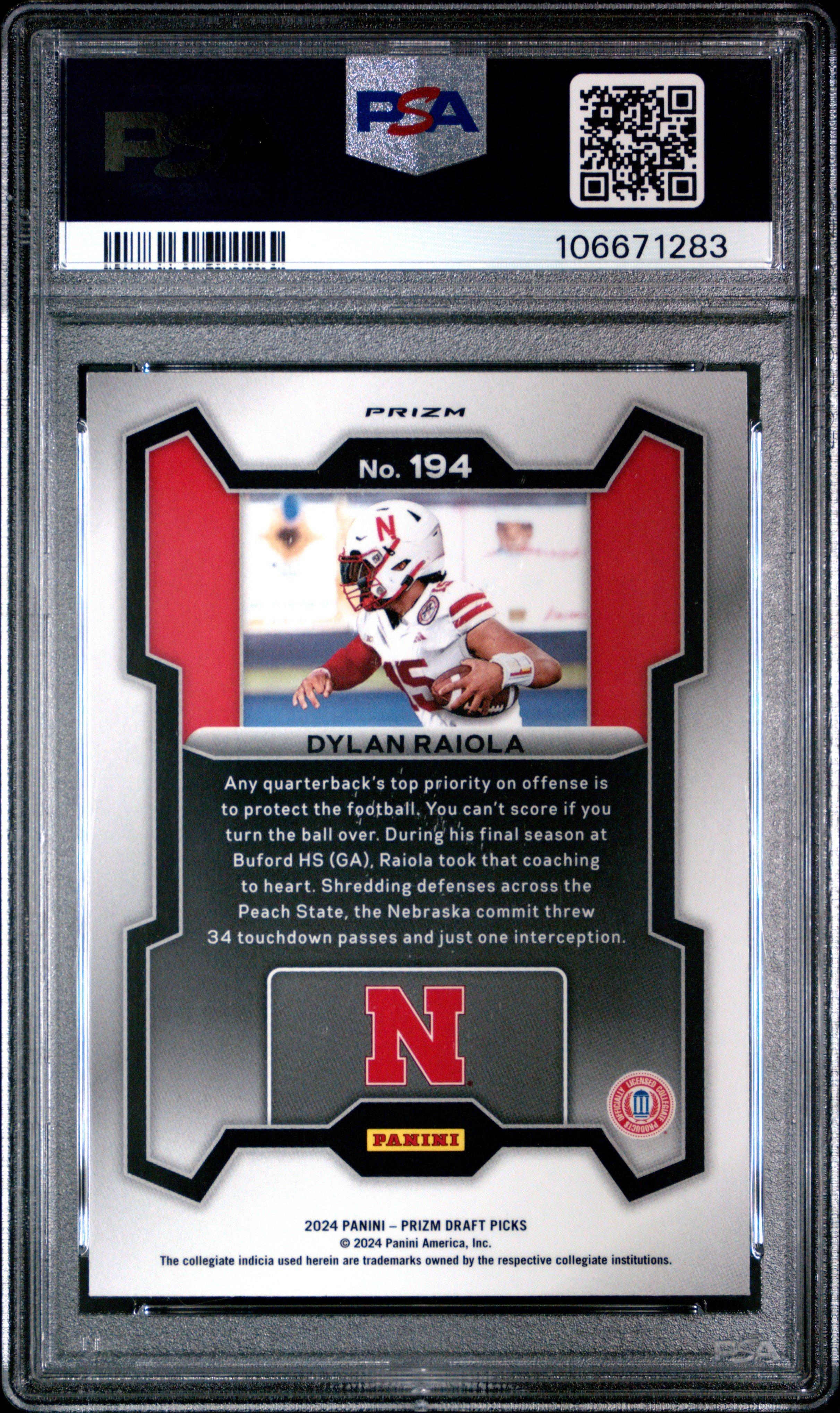 2024 Panini Prizm Draft Picks 194 Dylan Raiola Red Ice PSA