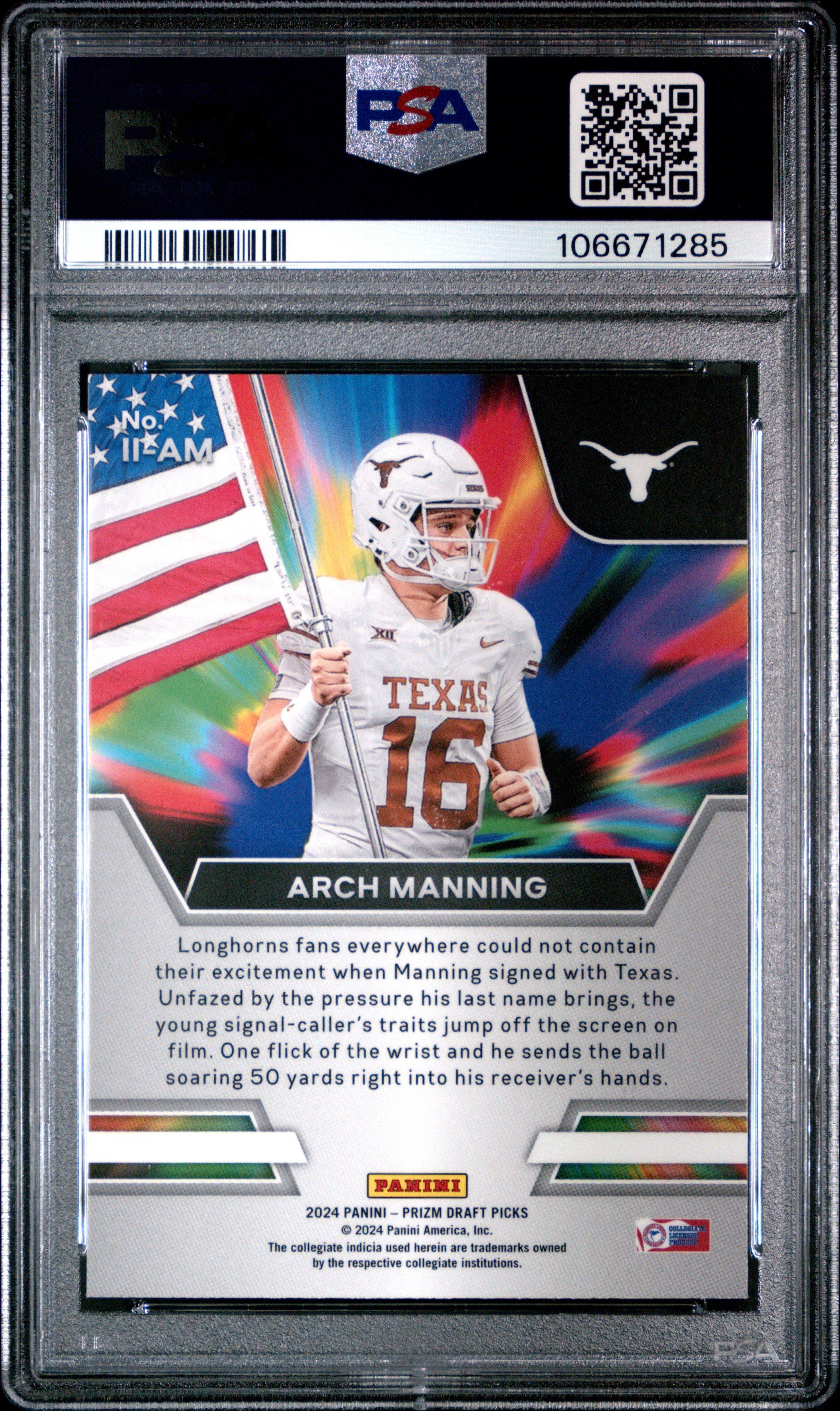 2024 Panini Prizm Draft Picks Instant Impact Iiam Arch Manning PSA 10