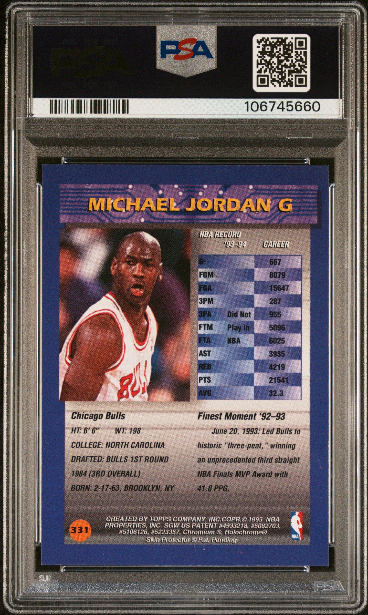 1994 Finest 331 Michael Jordan W/coating PSA 8