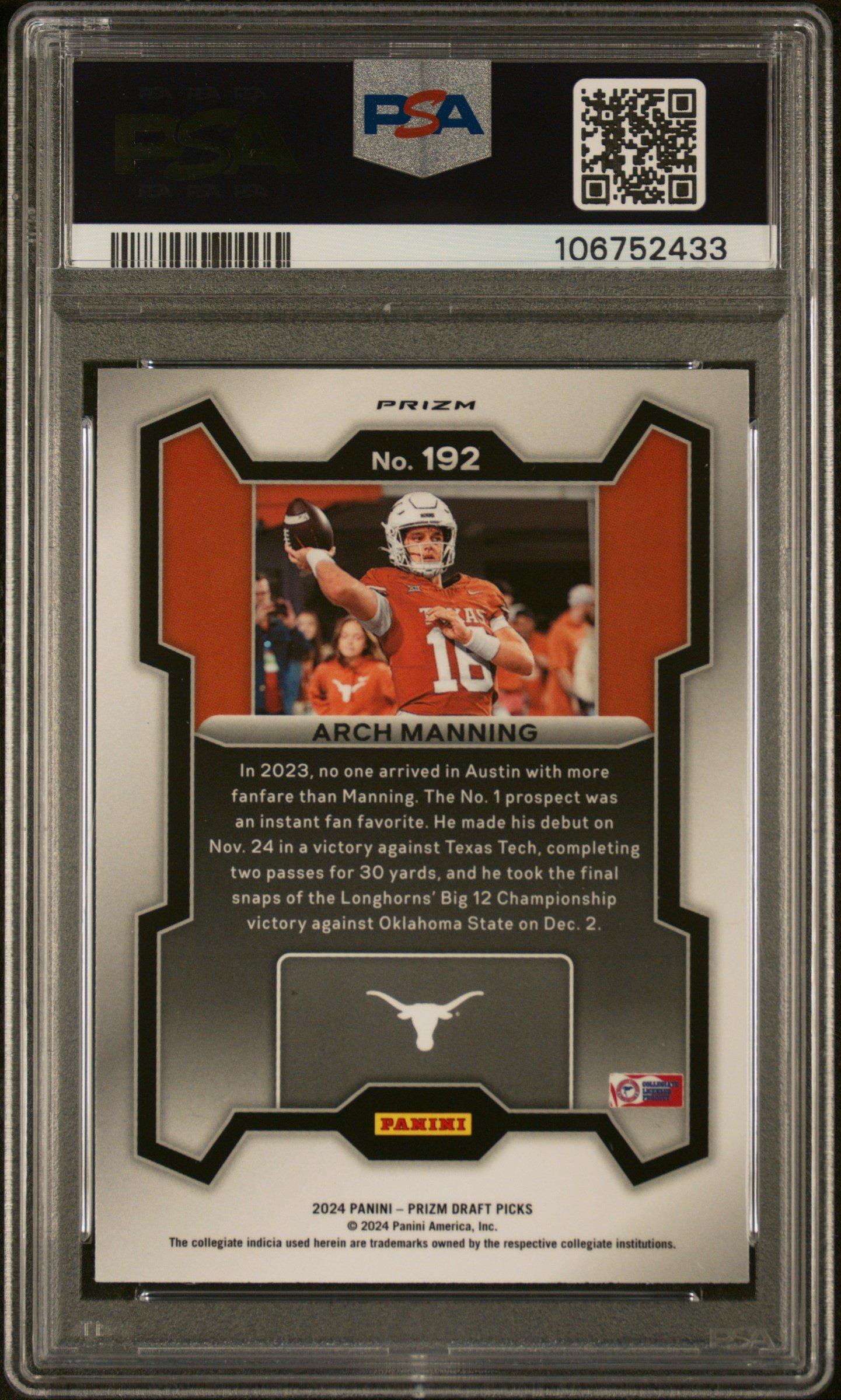 2024 Panini Prizm Draft Picks 192 Arch Manning Red Ice PSA