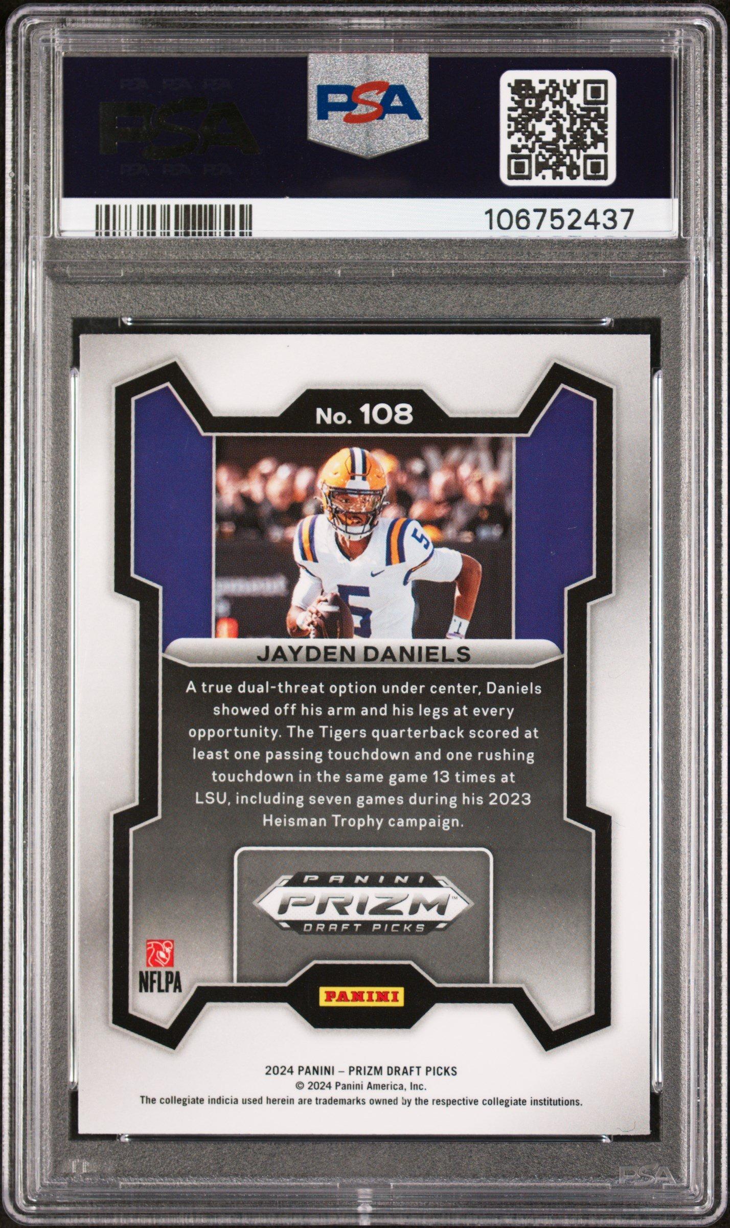 2024 Panini Prizm Draft Picks 108 Jayden Daniels PSA 10
