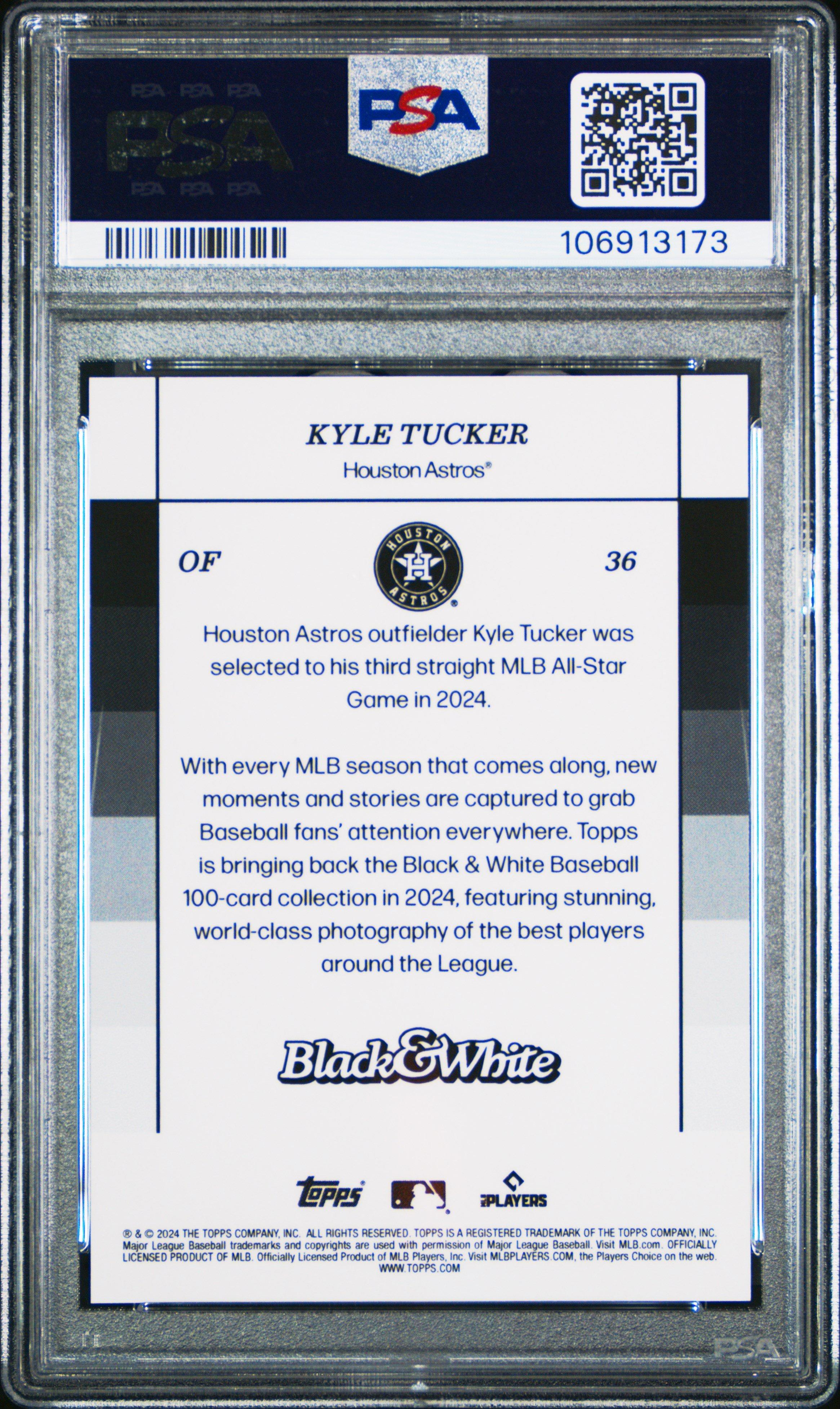 2024 Topps Black And White 36 Kyle Tucker Yellow PSA 10