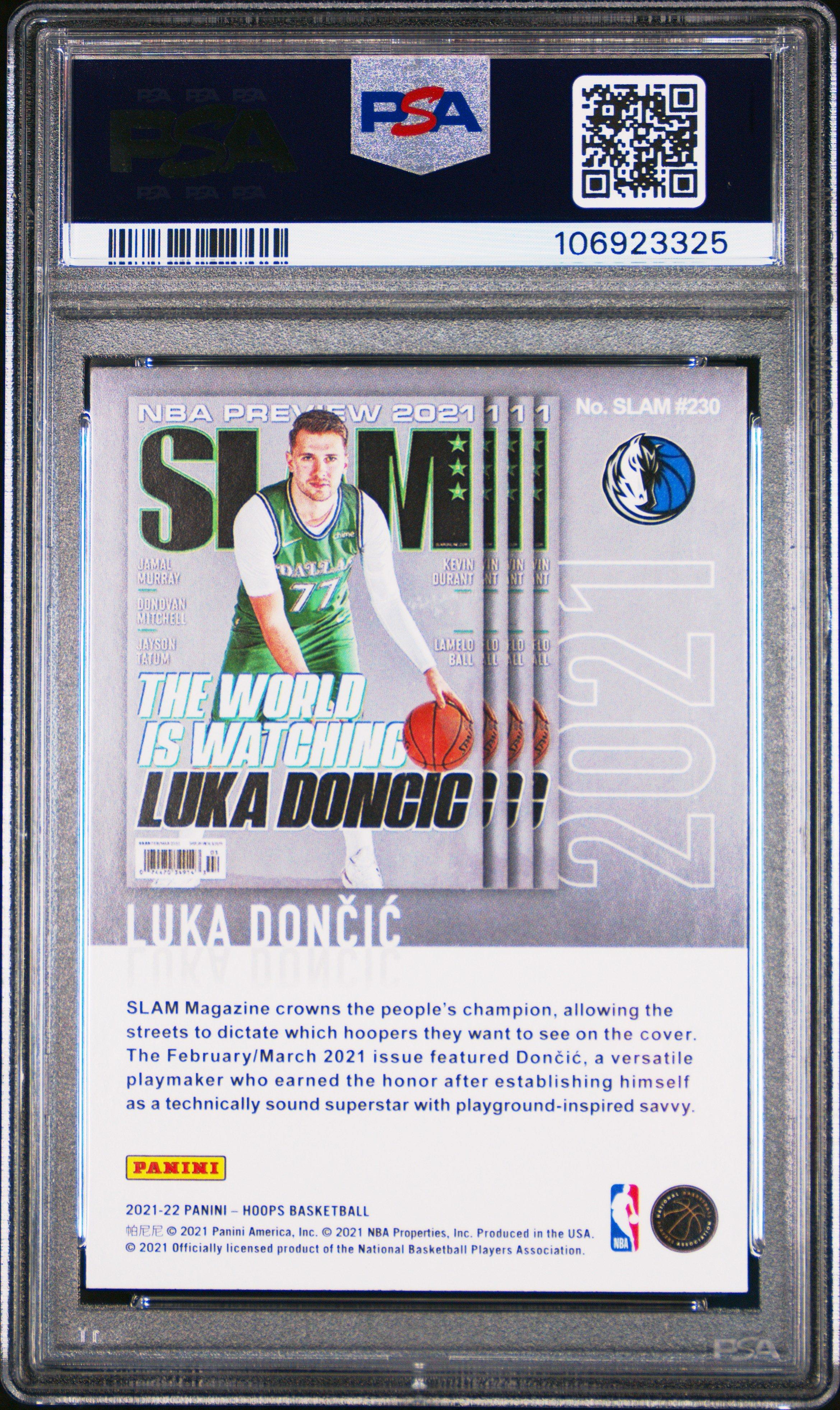 2021 Panini Nba Hoops Slam 230 Luka Doncic Holo PSA 9