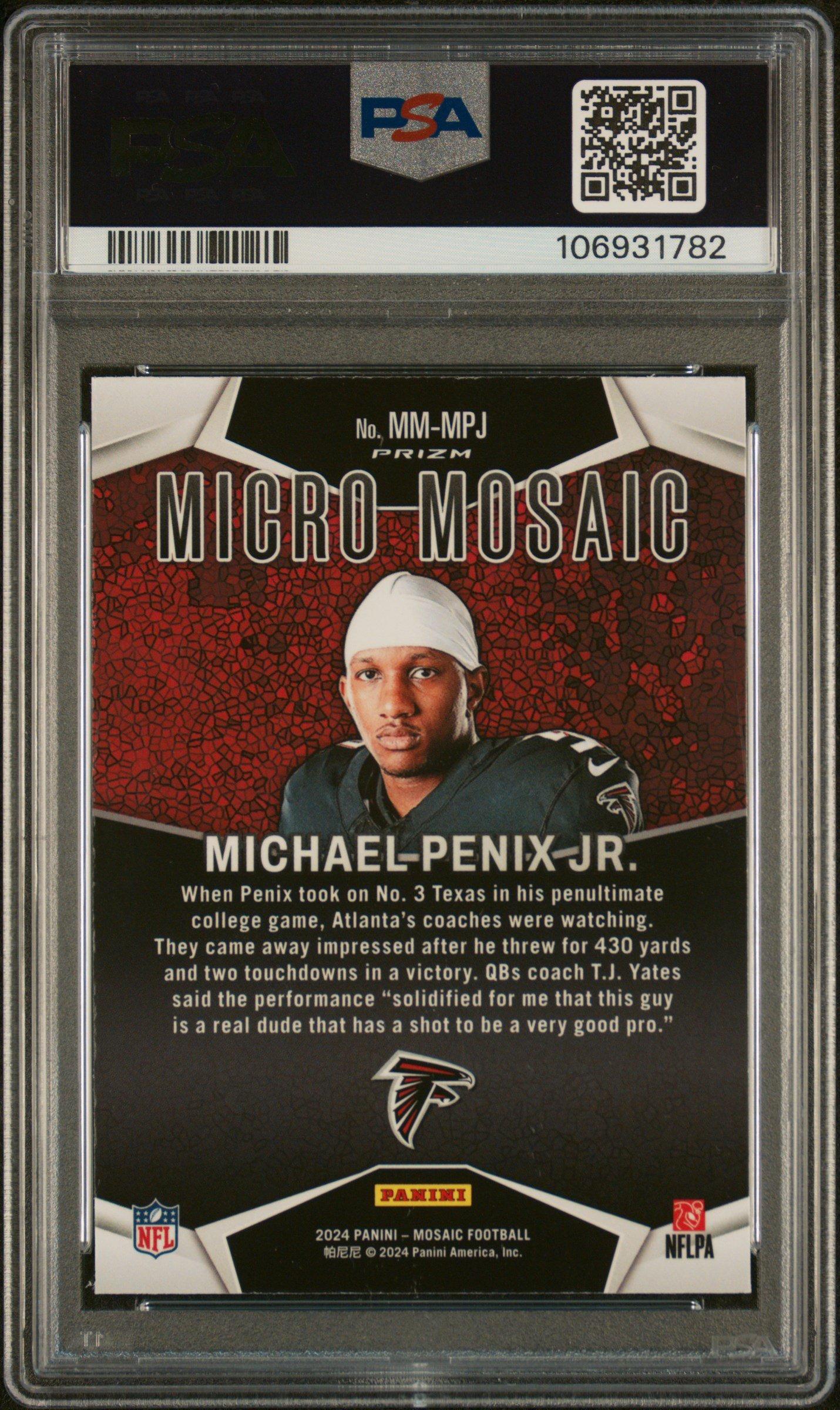 2024 Panini Mosaic Micro Mosaic Mmmpj Michael Penix Jr. PSA 10