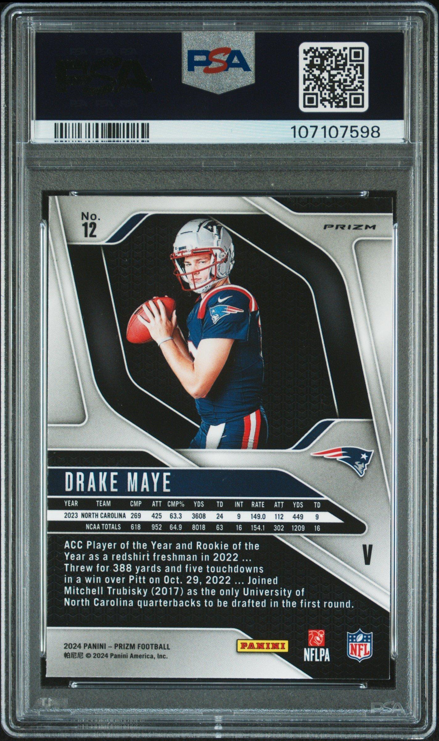 2024 Panini Prizm Rookie Variation 12 Drake Maye PSA 9