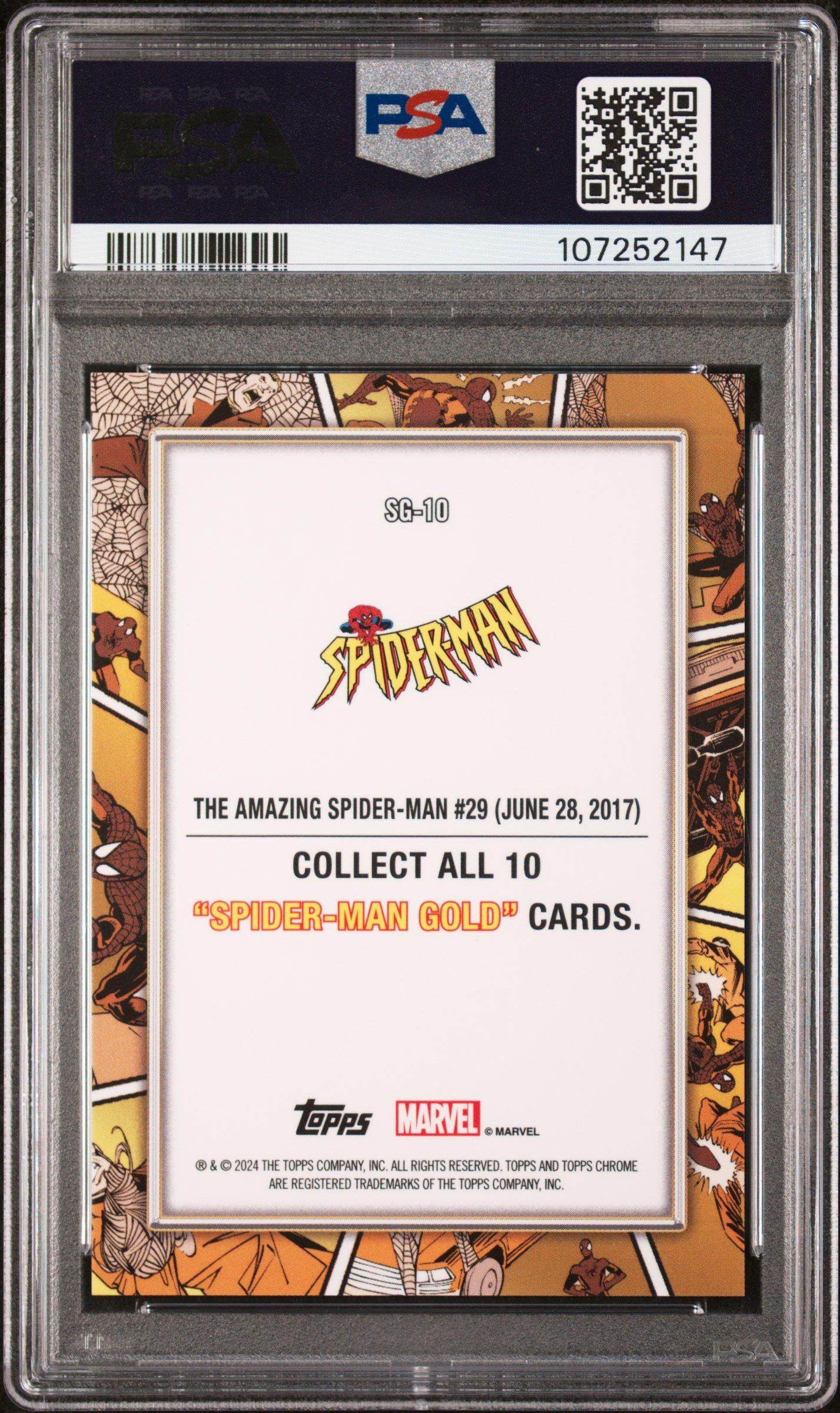 2024 Topps Chrome Marvel Spider-man Gold Sg10 The Amazing Spider-man #29 PSA 10
