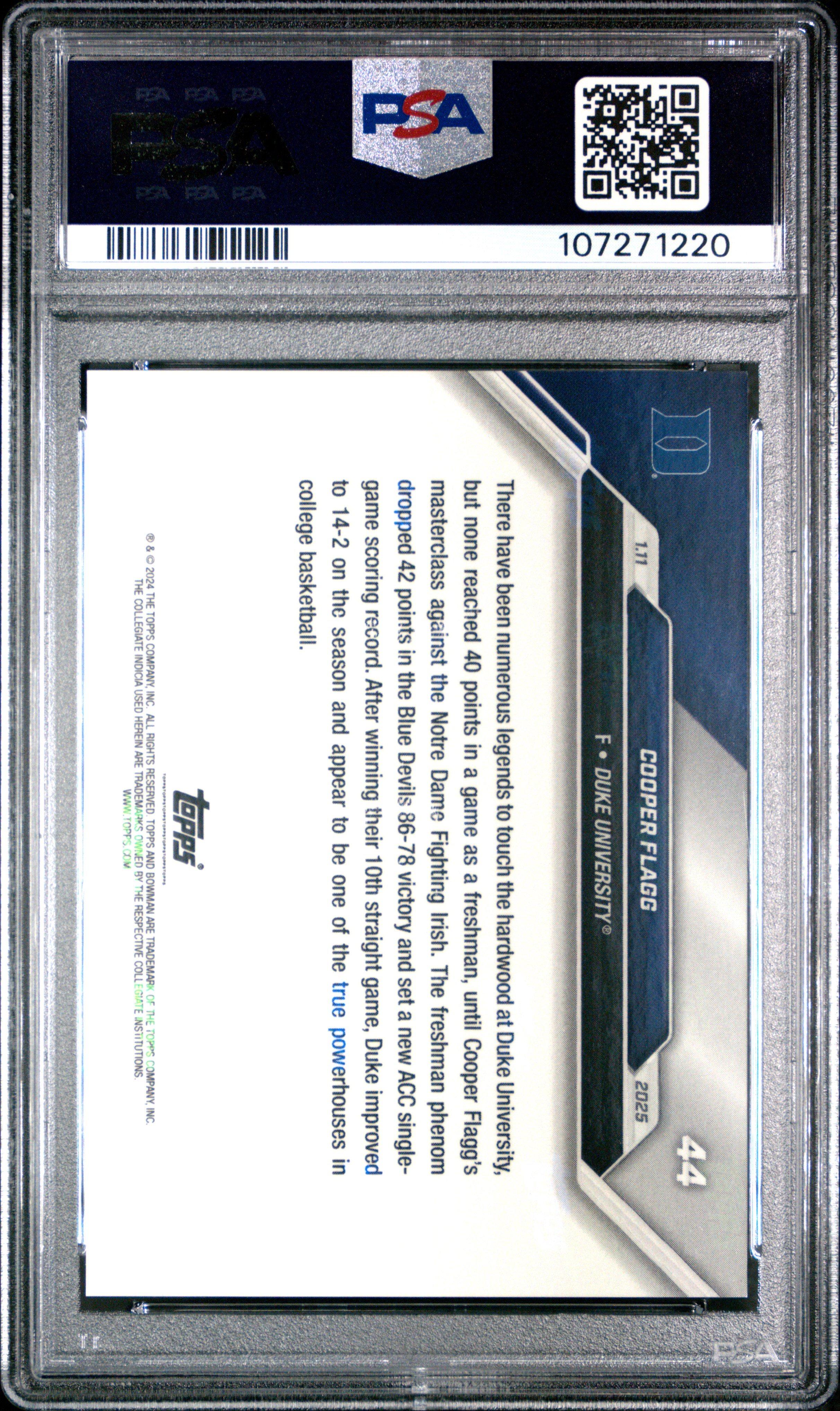 2024-25 Bowman U Now 44 Cooper Flagg PSA 10 Graded Card | GameStop