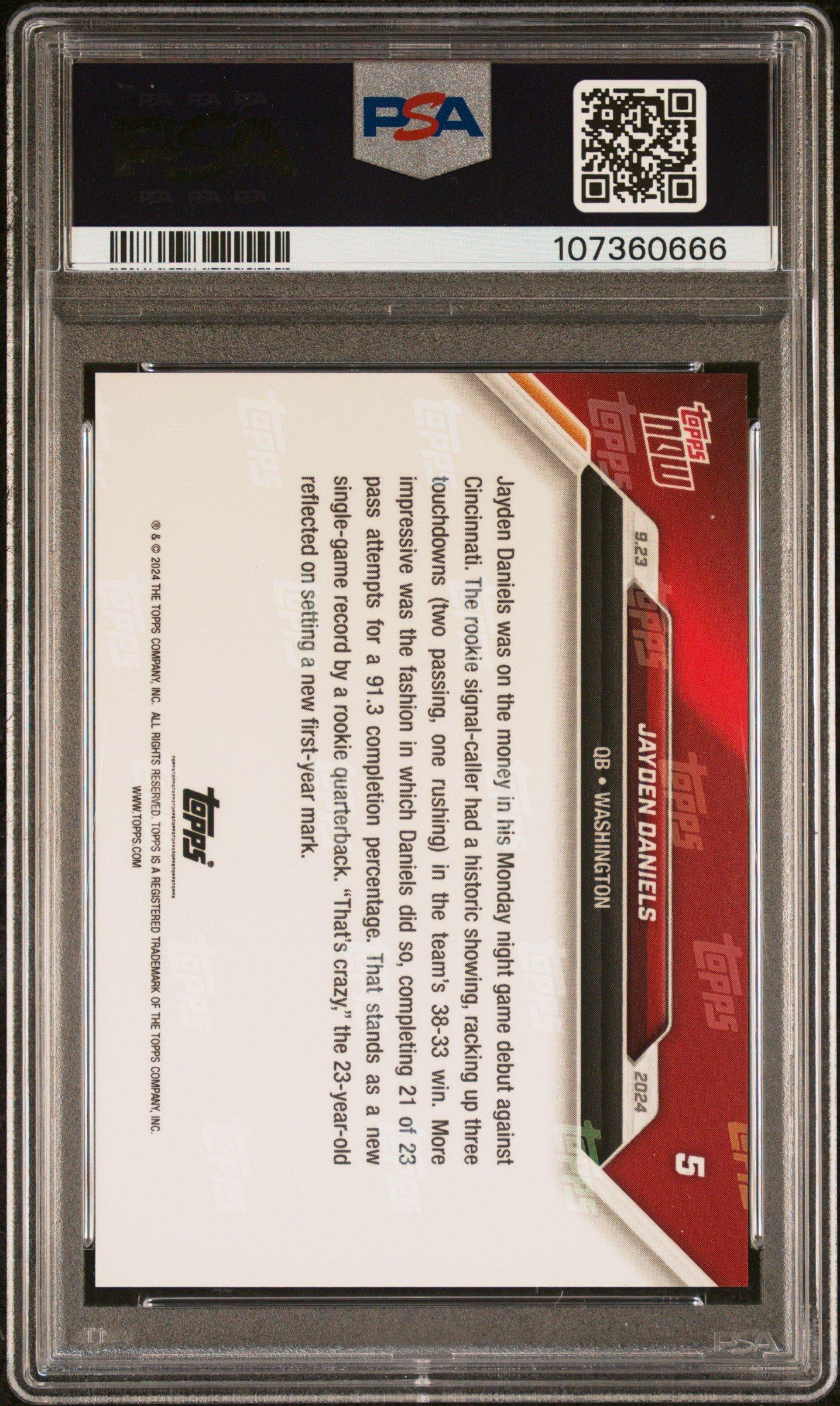 2024 Topps Now 5 Jayden Daniels PSA 10