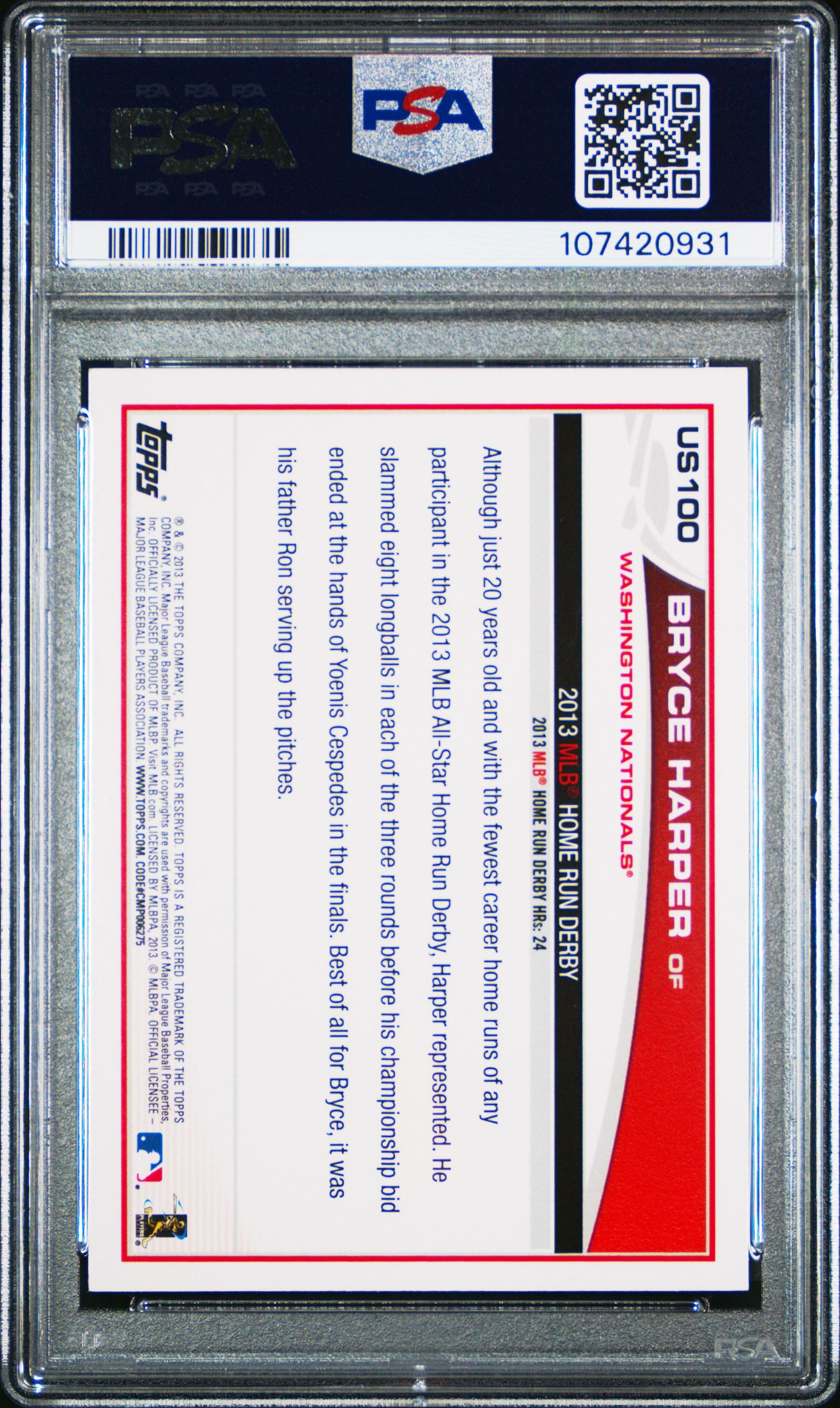 2013 Topps Update Us100 Bryce Harper Emerald PSA 10
