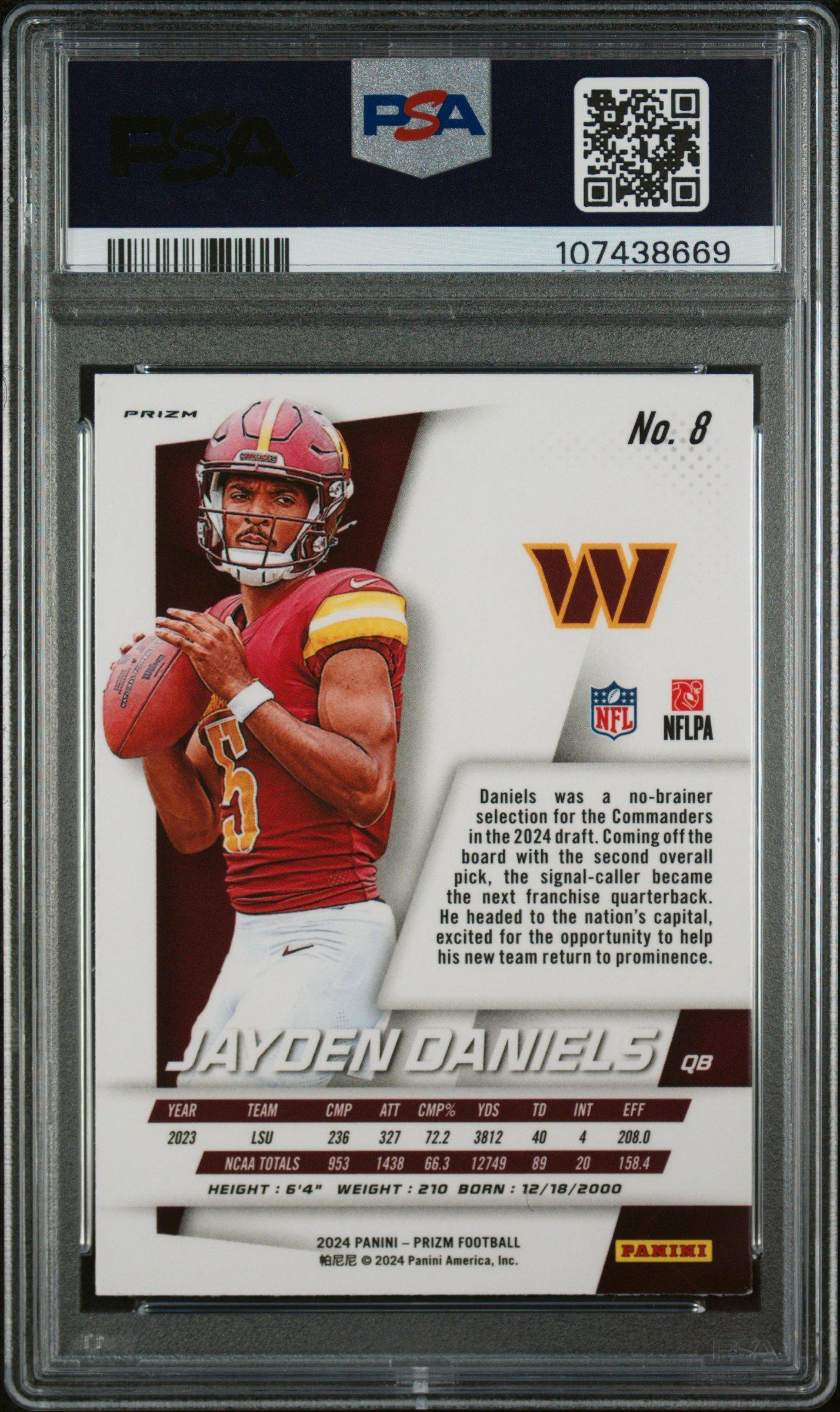 2024 Panini Prizm Prizm Flashback Rookie 8 Jayden Daniels PSA 9