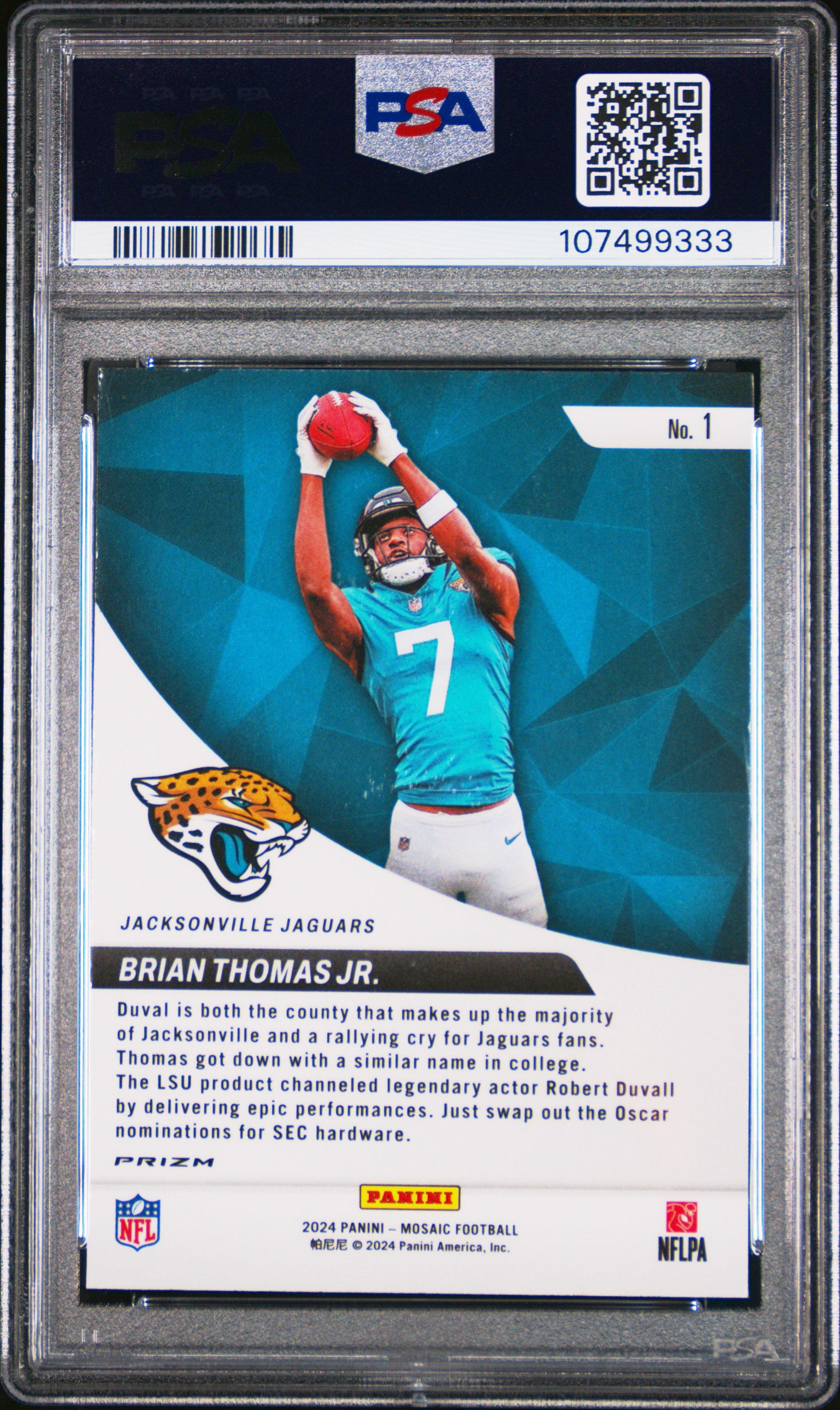 2024 Panini Mosaic Elevate 1 Brian Thomas Jr. Green PSA 10