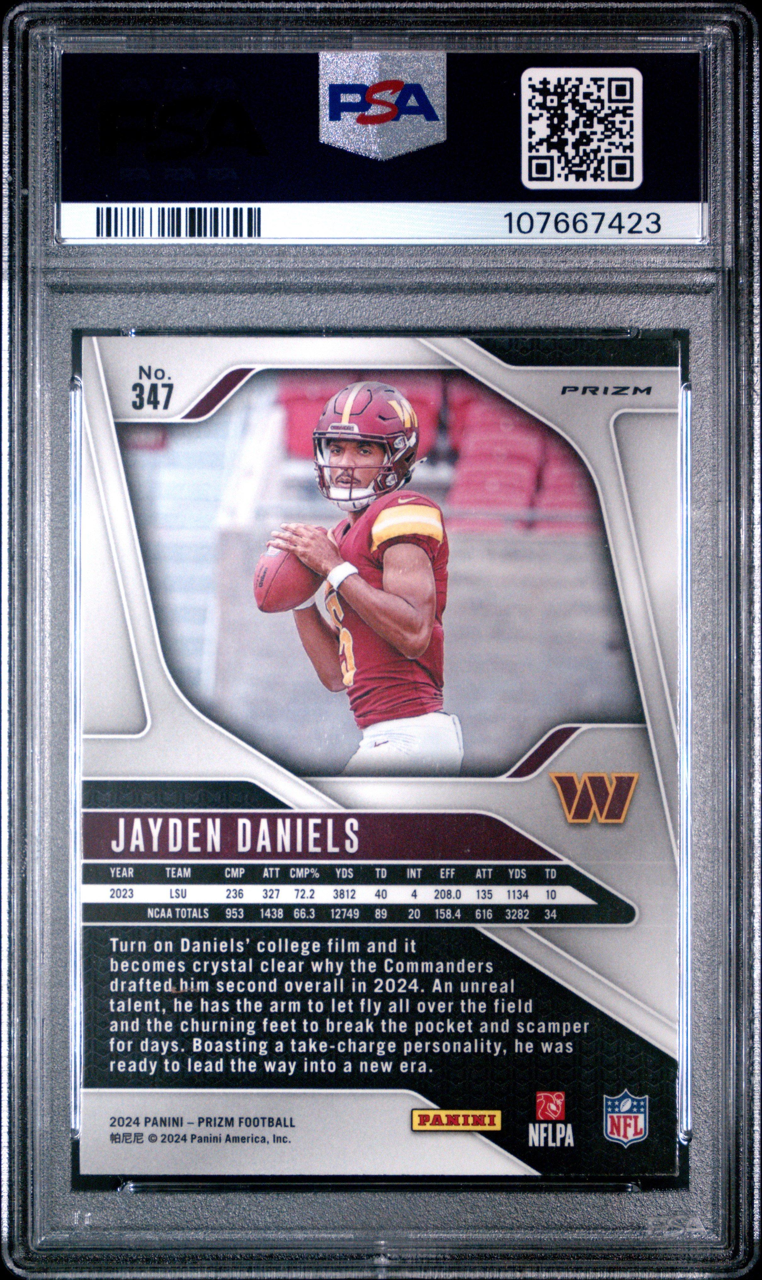2024 Panini Prizm 347 Jayden Daniels Disco Prizm PSA