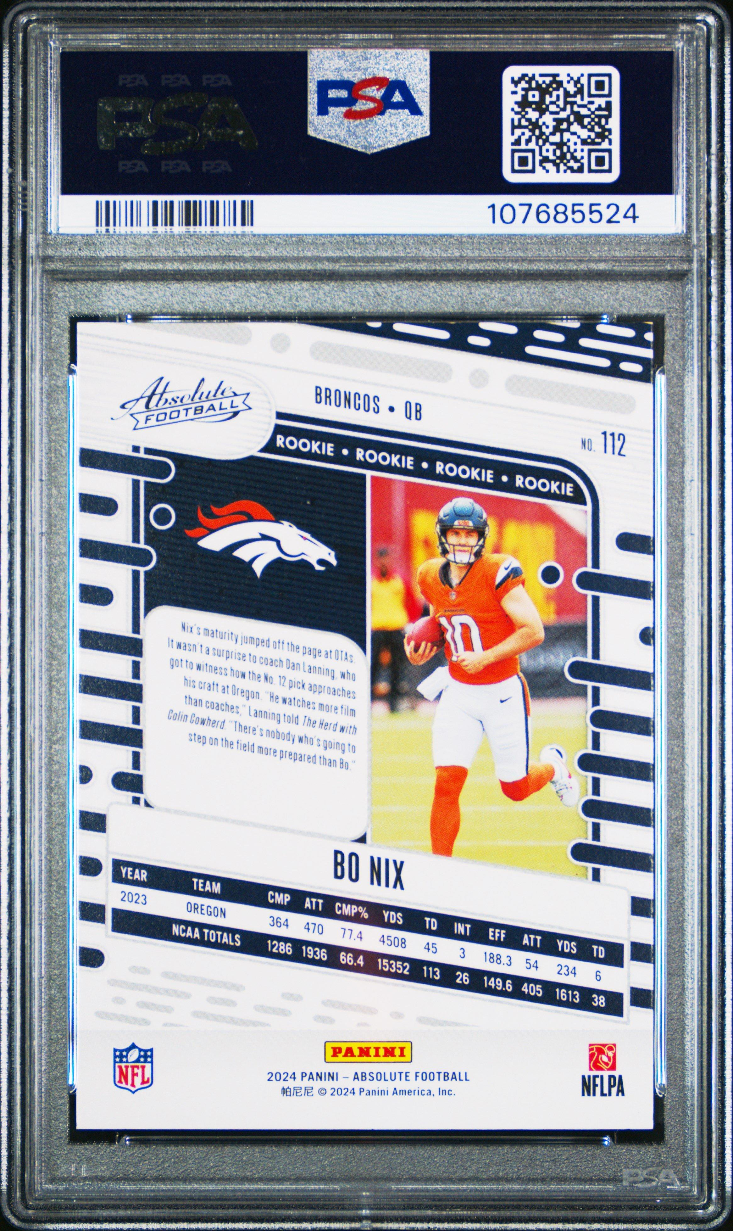 2024 Panini Absolute 112 Bo Nix PSA