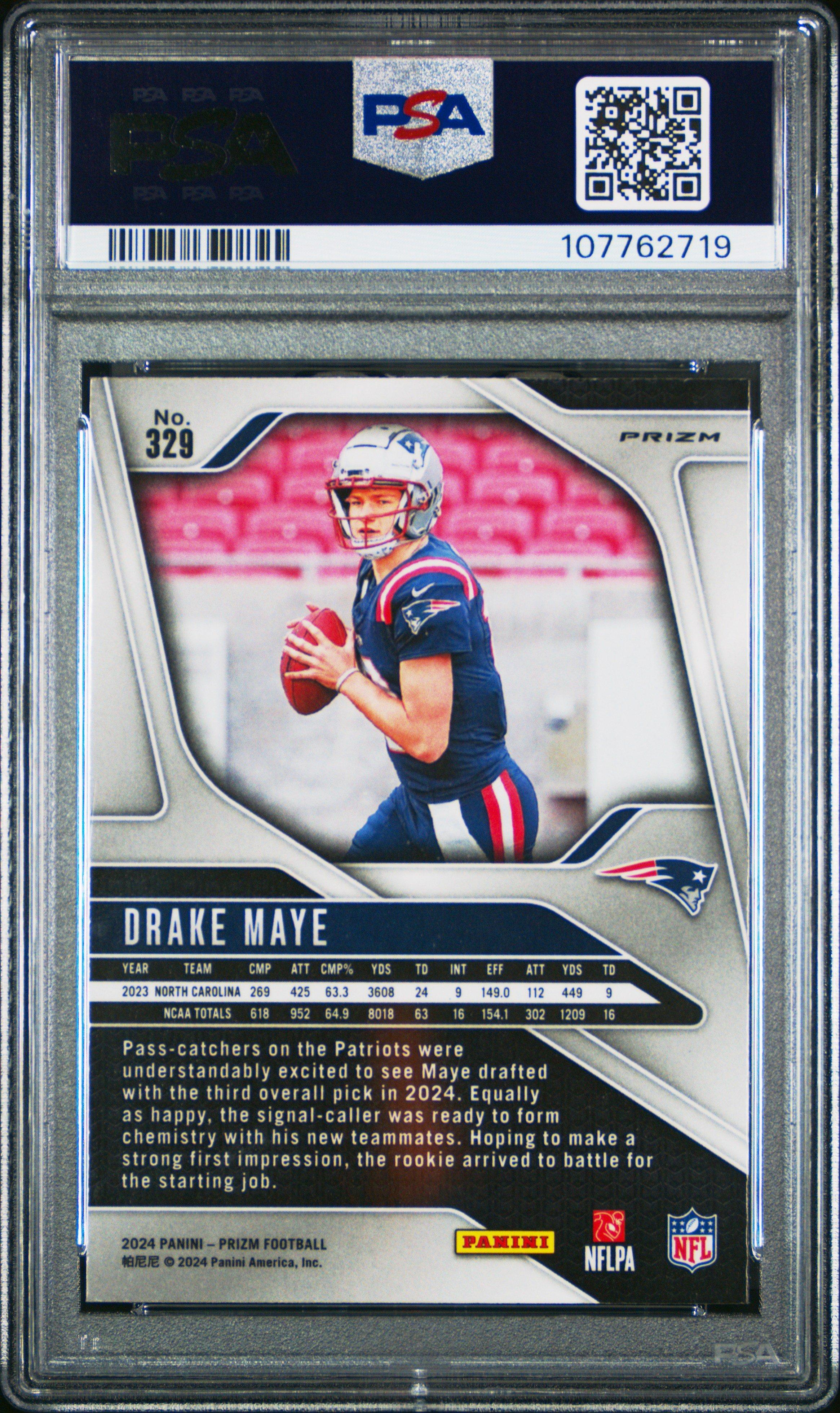 2024 Panini Prizm 329 Drake Maye Silver Prizm PSA