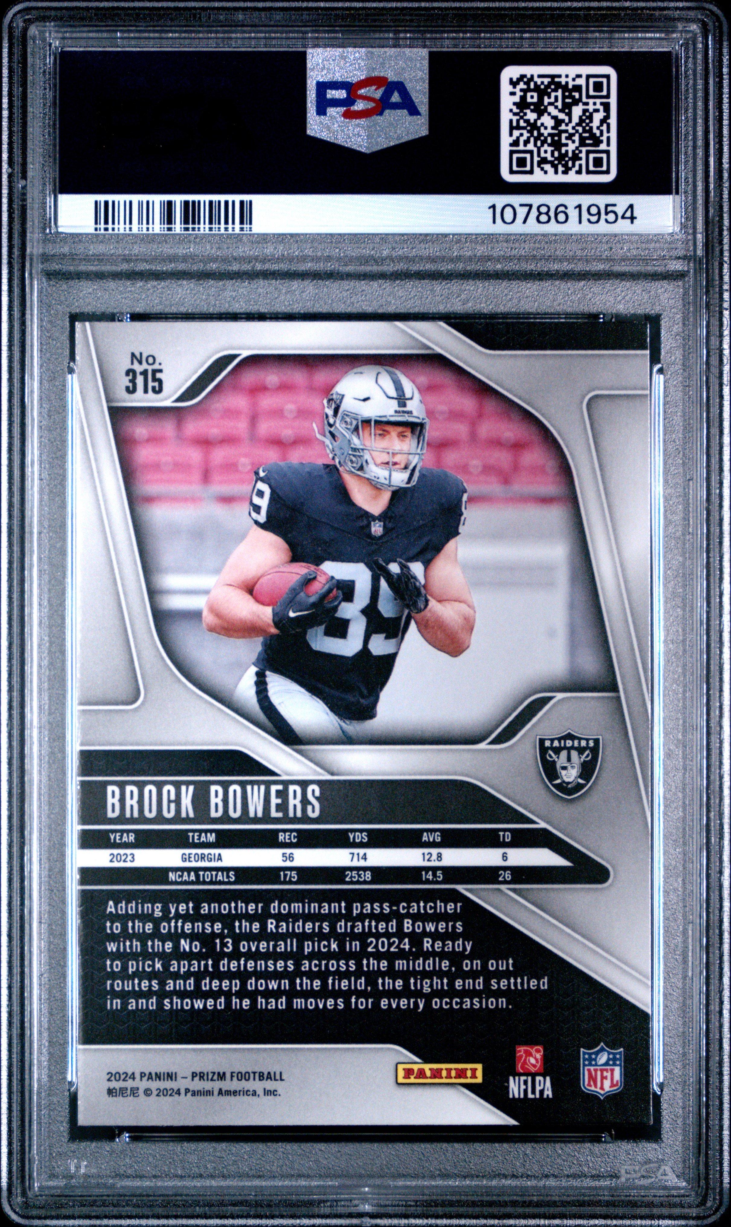 2024 Panini Prizm 315 Brock Bowers PSA 10 Graded Card | GameStop