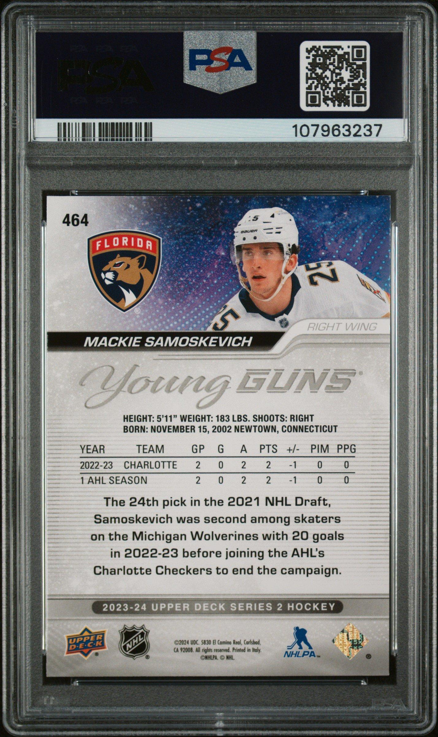 2023 Upper Deck 464 Mackie Samoskevich PSA 10