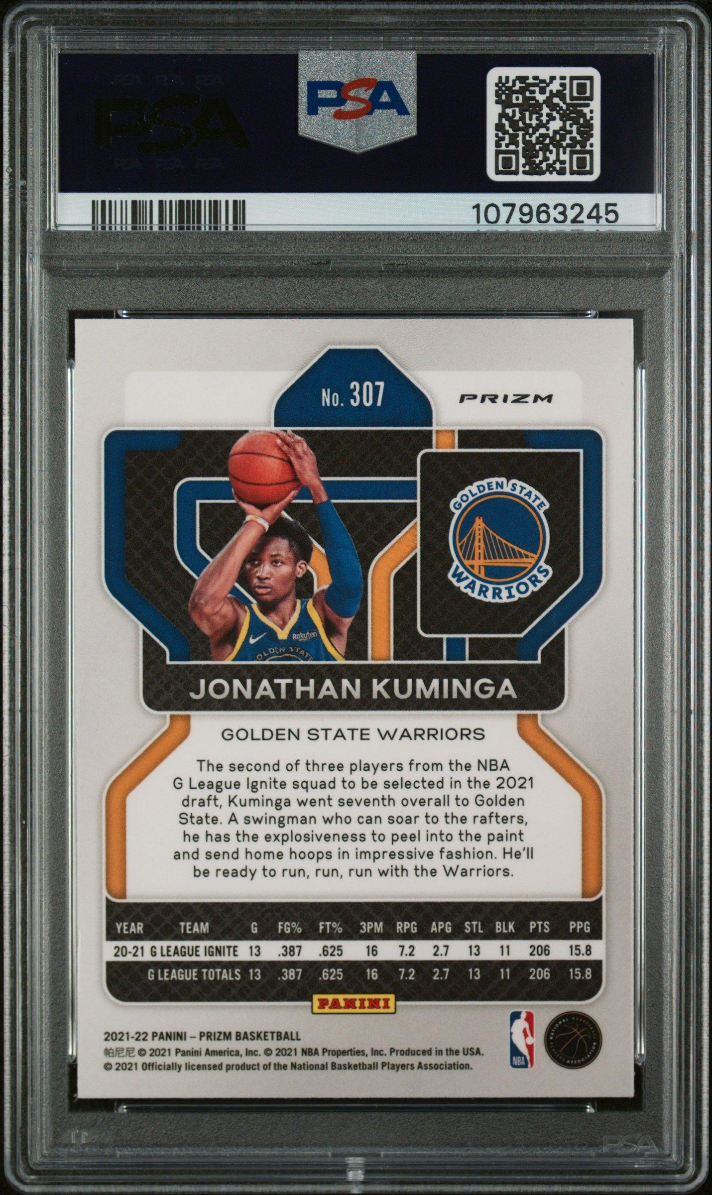 2021 Panini Prizm 307 Jonathan Kuminga Silver Prizm PSA 10