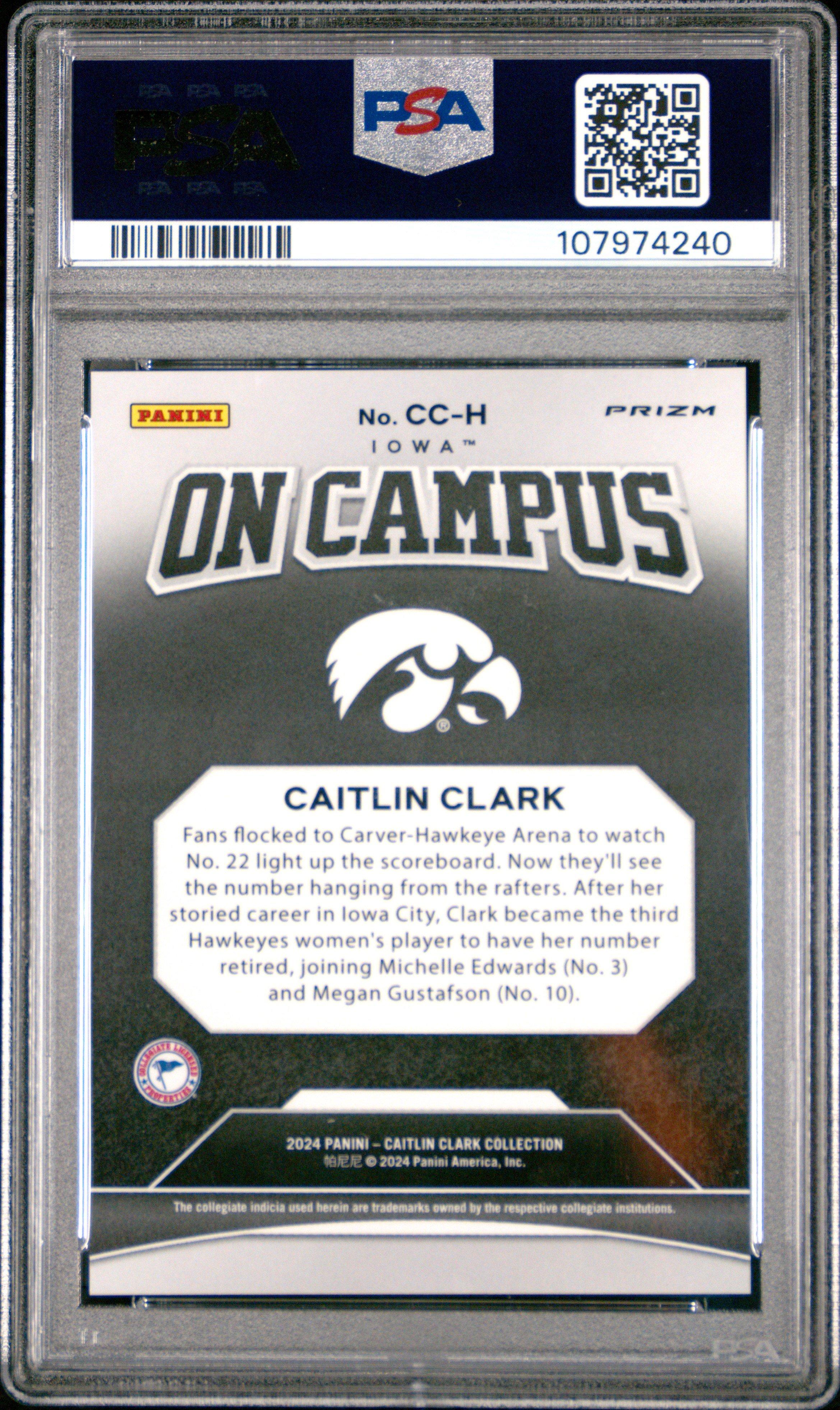2024 Panini Caitlin Clark Collection On Campus Cch Caitlin Clark Hy-vee Exclusive PSA 9
