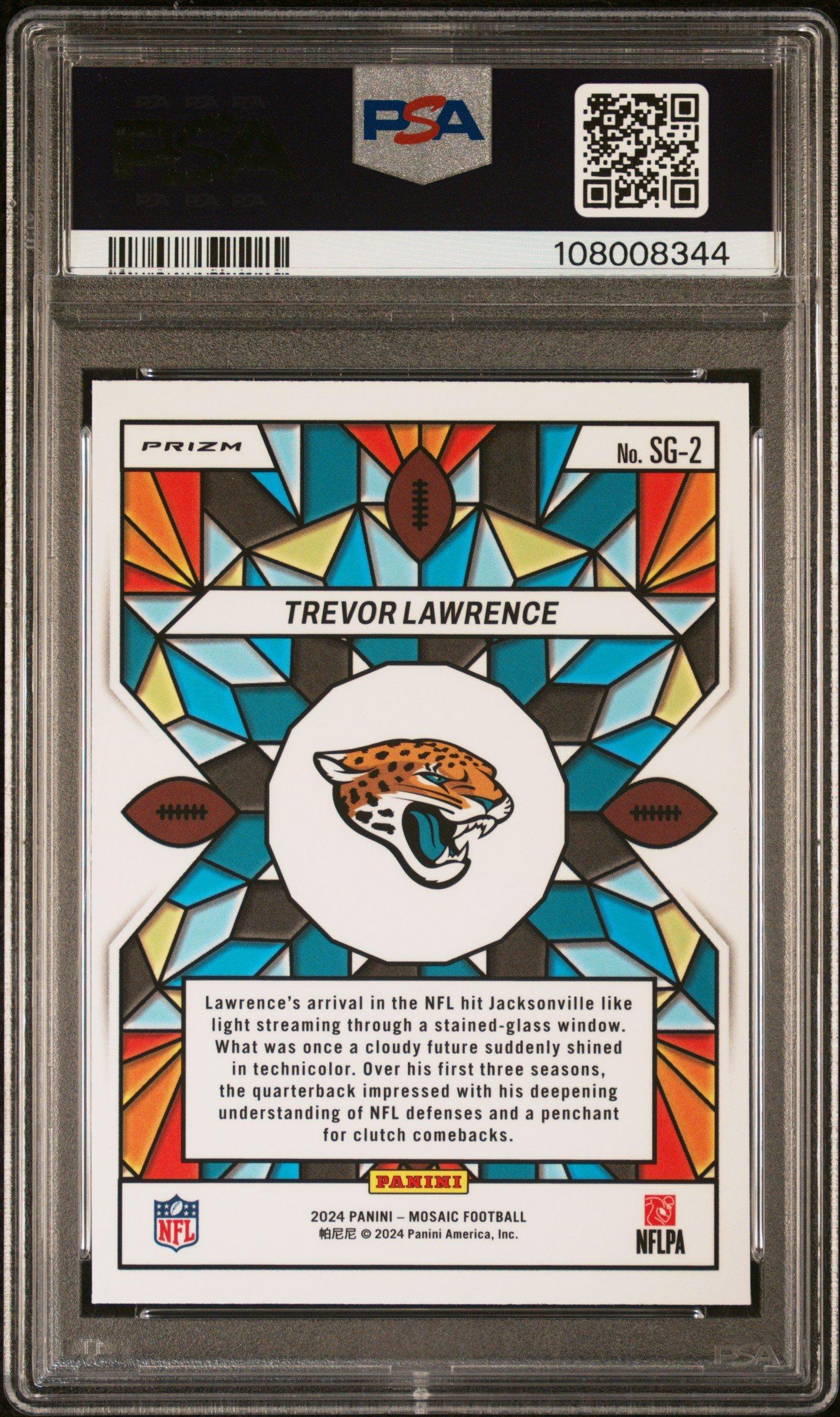 2024 Panini Mosaic Stained Glass Sg2 Trevor Lawrence PSA 9 Graded