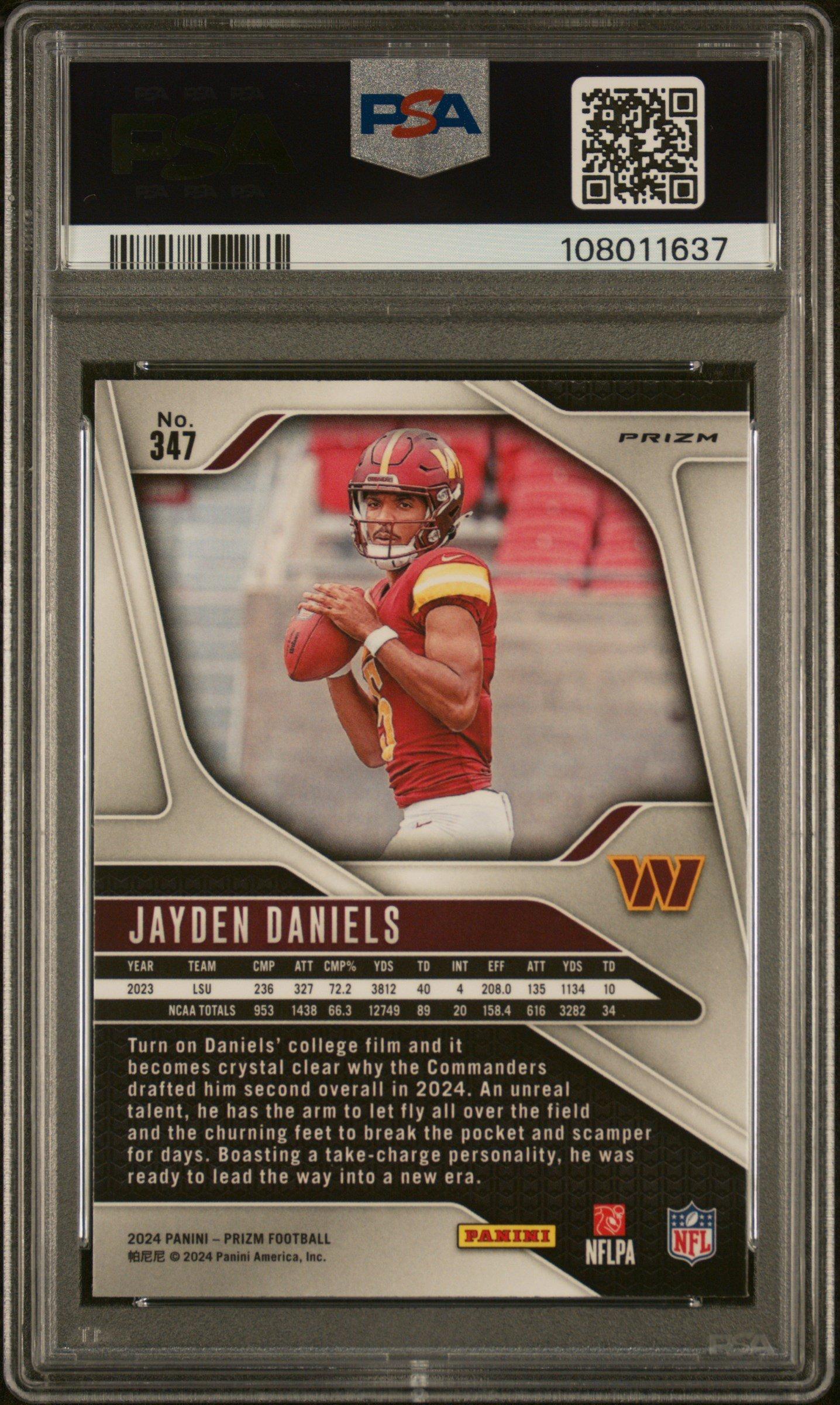 2024 Panini Prizm 347 Jayden Daniels Disco Prizm PSA
