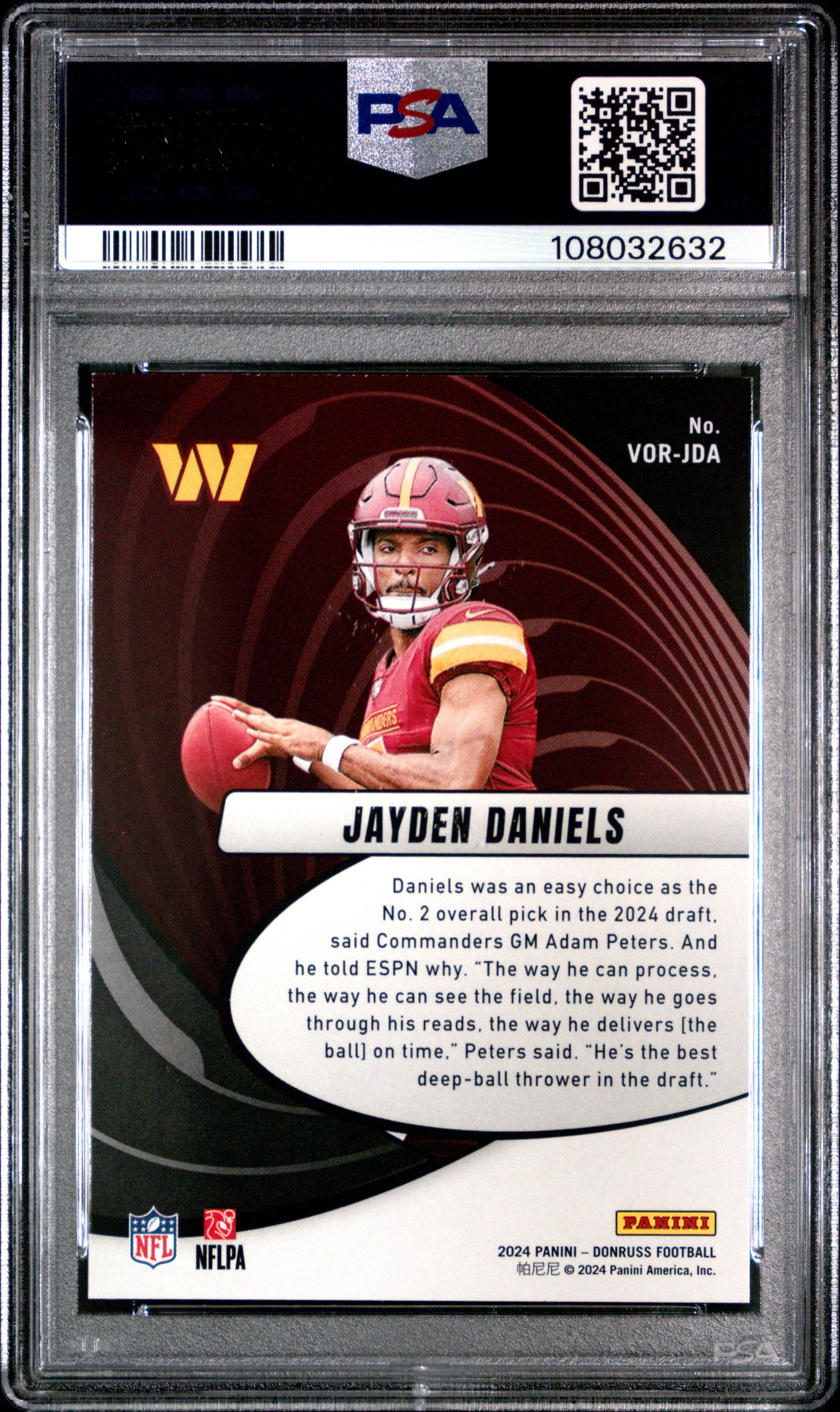 2024 Panini Donruss Vortex Vorjda Jayden Daniels PSA 10