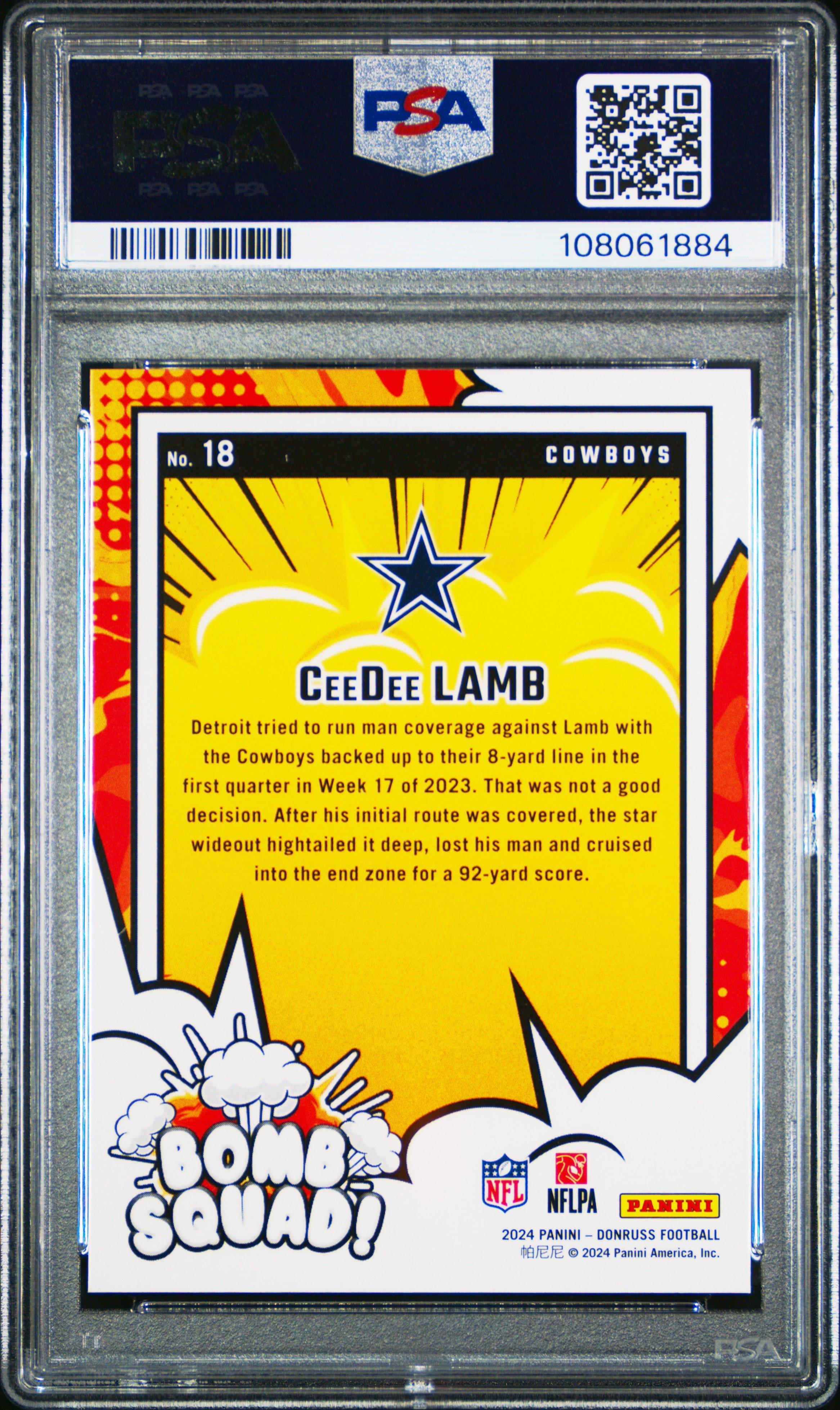2024 Panini Donruss Bomb Squad 18 Ceedee Lamb PSA 9