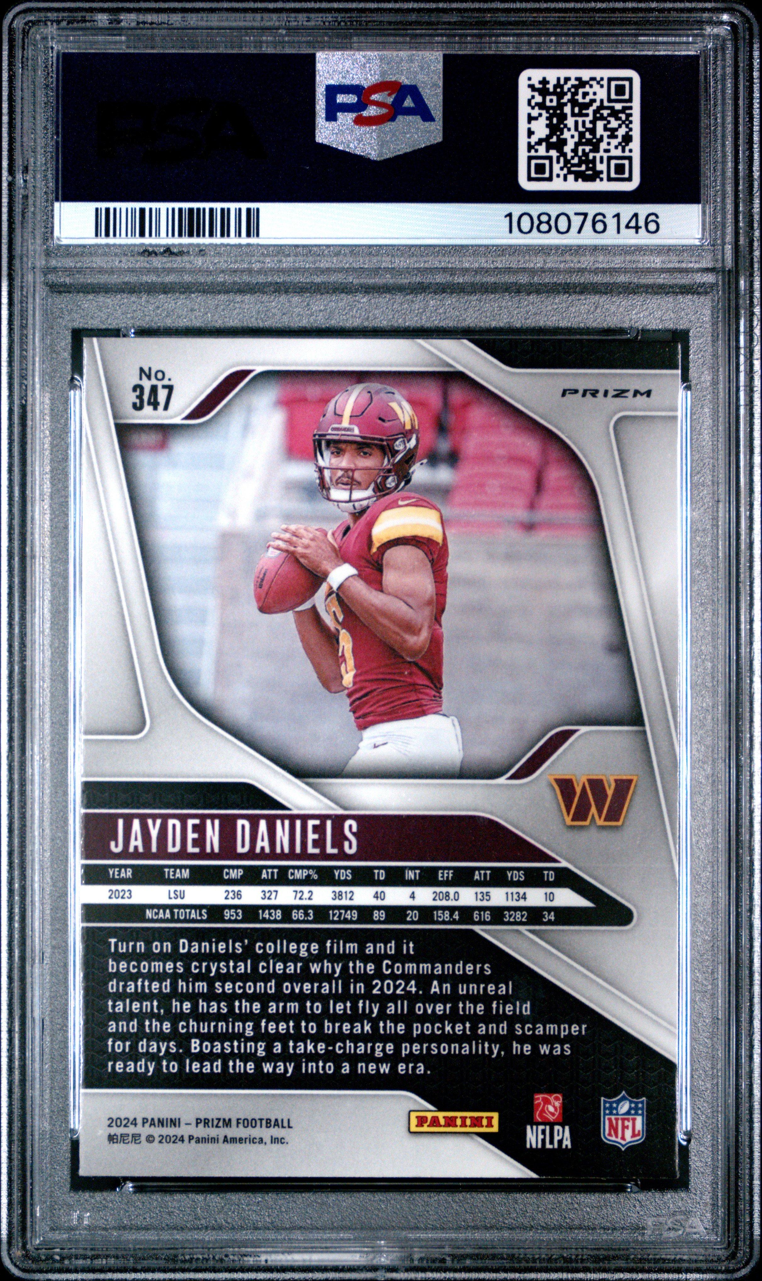 2024 Panini Prizm 347 Jayden Daniels Green Prizm PSA 9