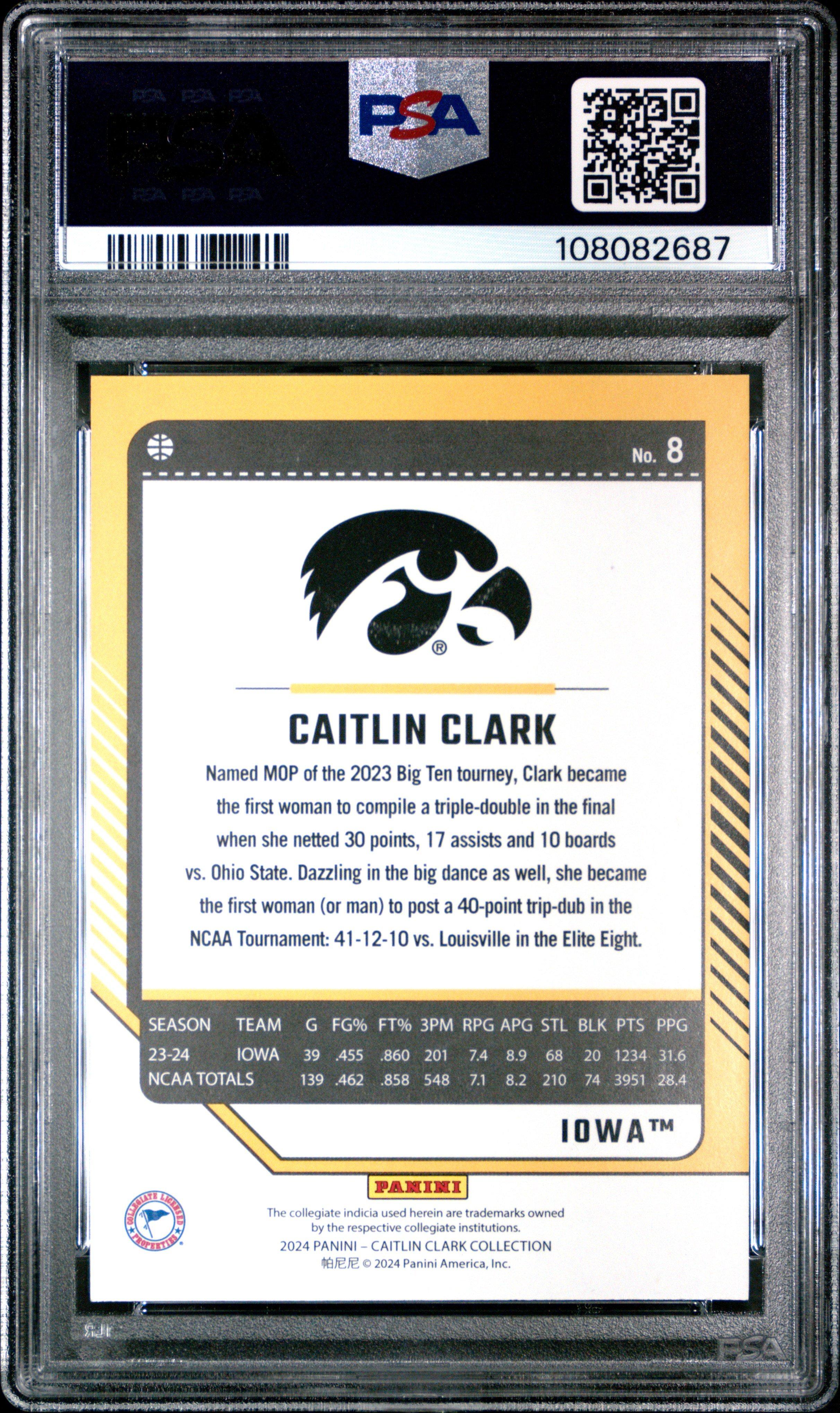 2024 Panini Caitlin Clark Collection Donruss 8 Caitlin Clark Target PSA 10