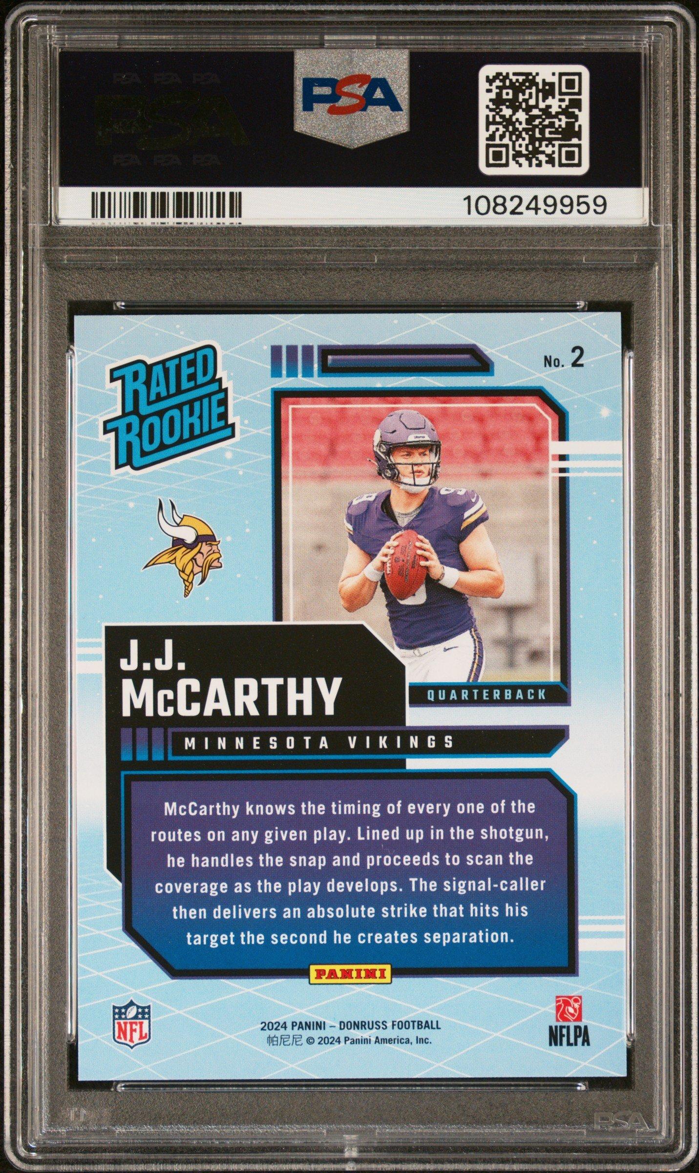 2024 Panini Donruss Rated Rookies Retro 2 Jj Mccarthy PSA