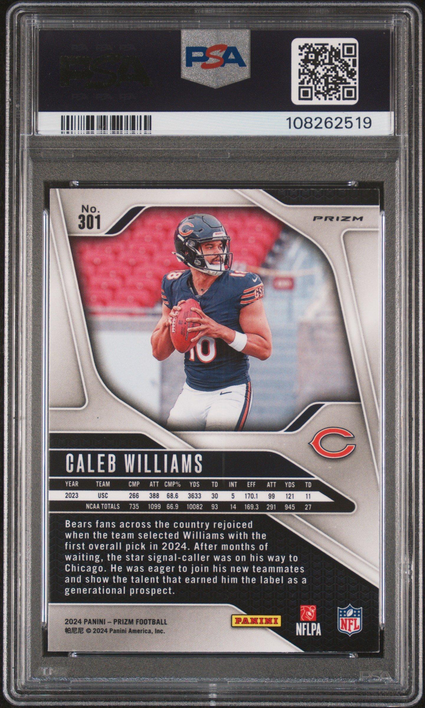 2024 Panini Prizm 301 Caleb Williams Silver Prizm PSA