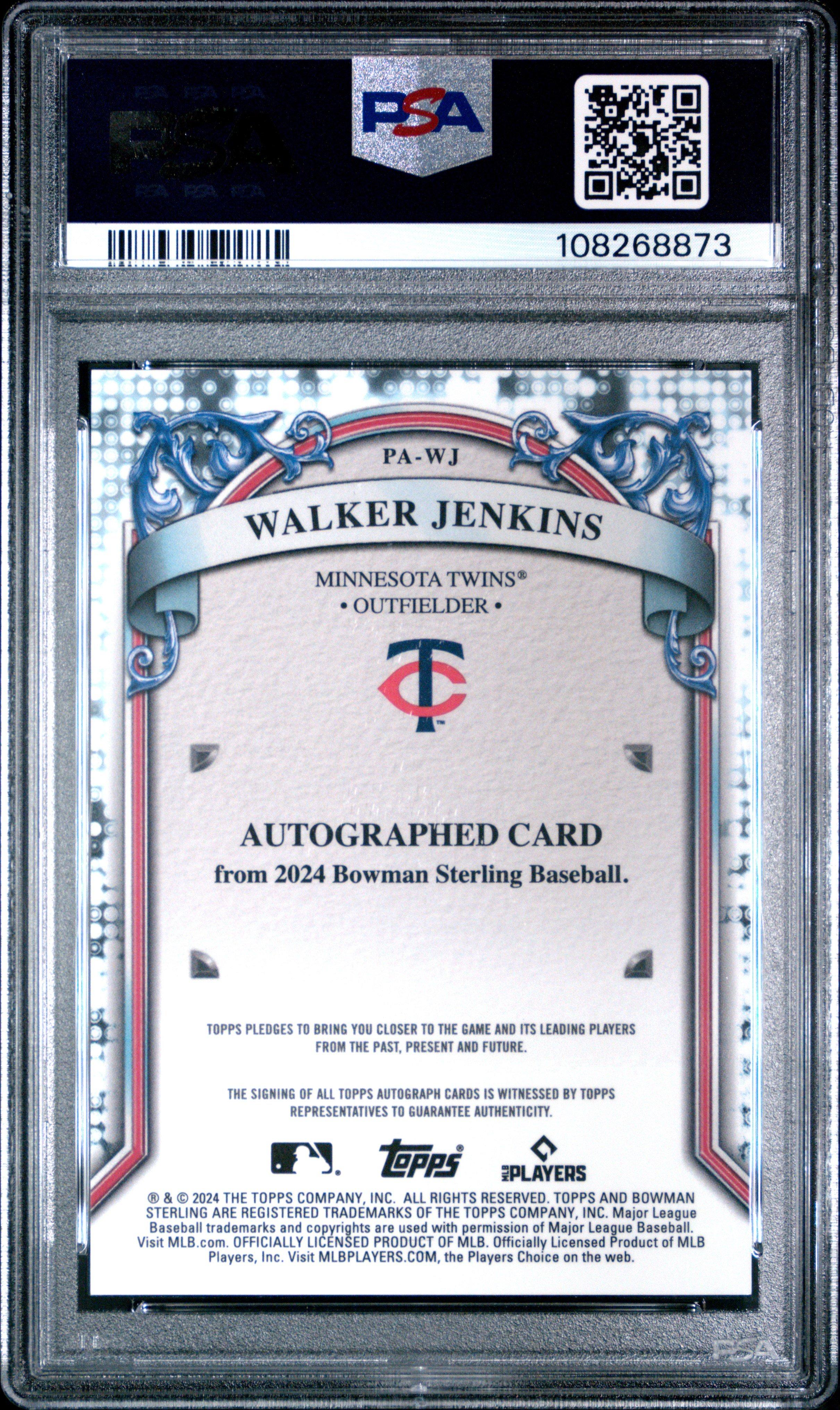 2024 Bowman Sterling Prospect Autographs Pawj Walker Jenkins PSA 9