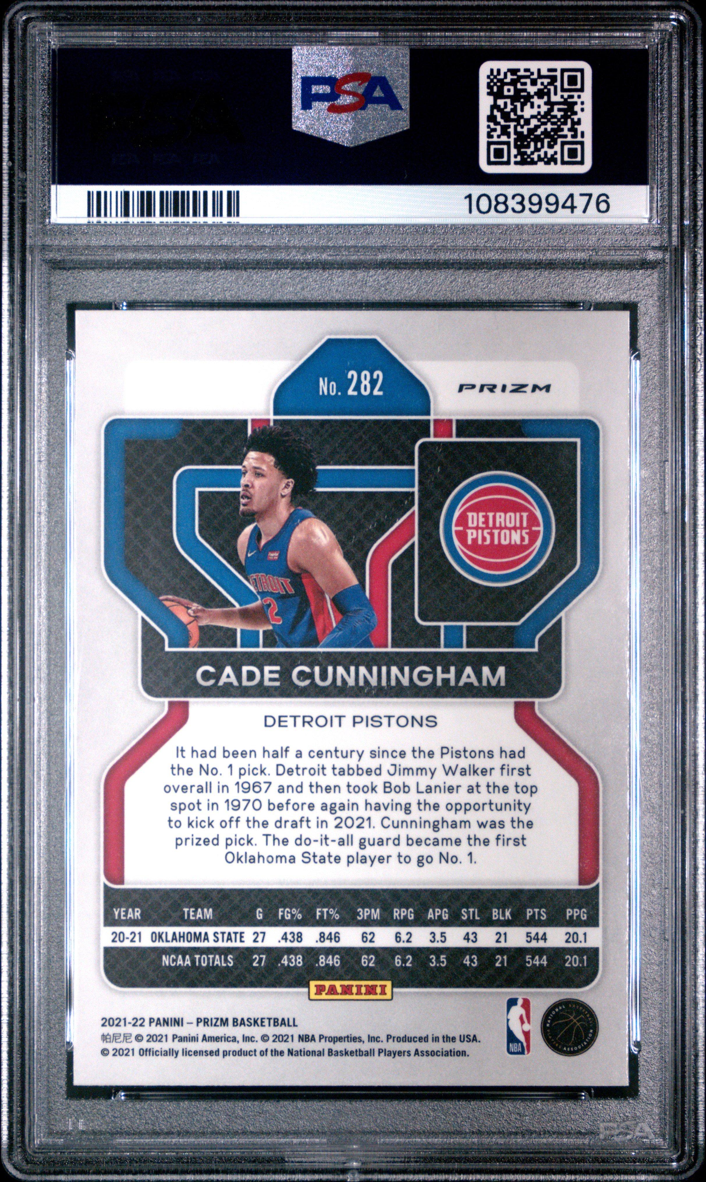2021 Panini Prizm 282 Cade Cunningham Purple Wave PSA