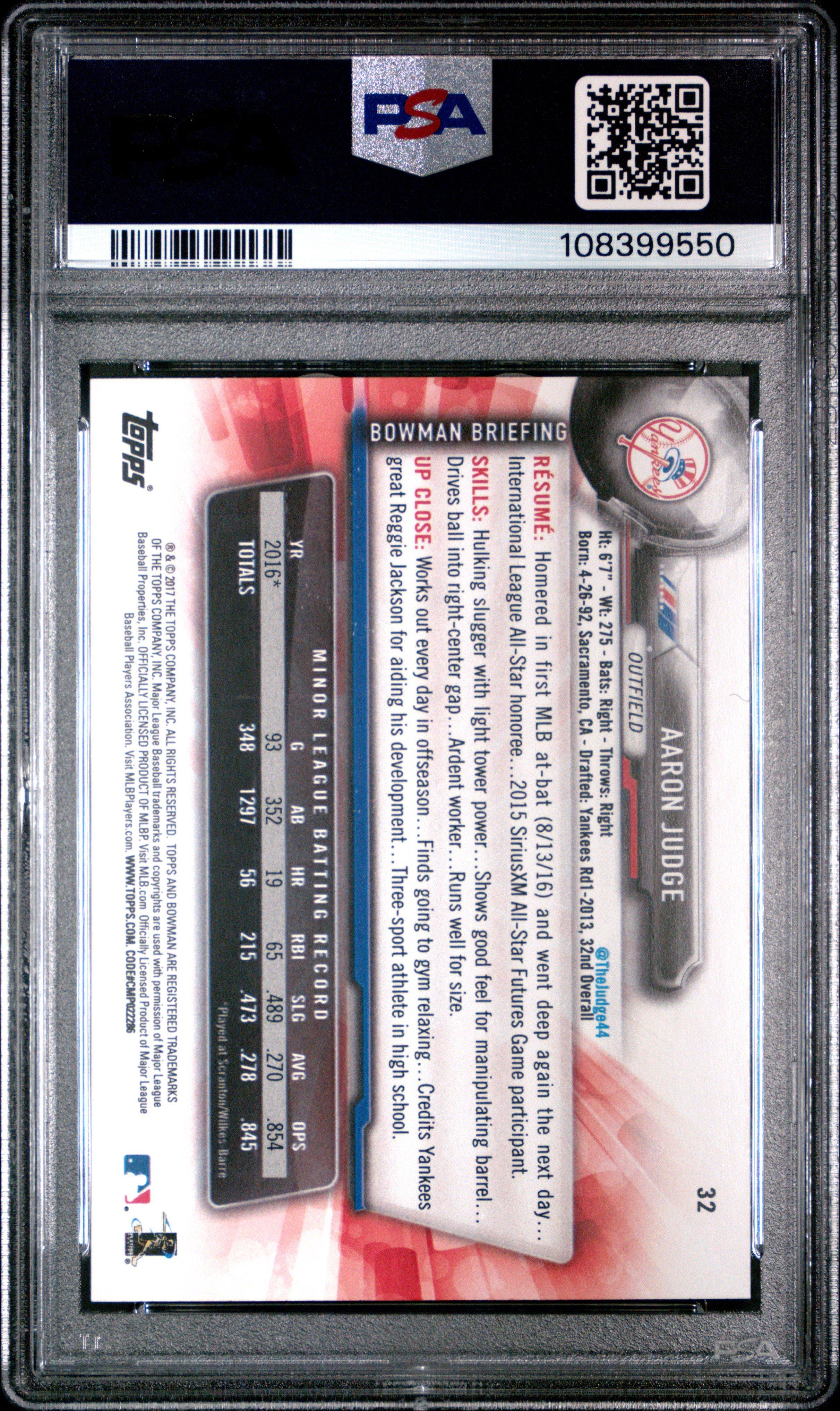 2017 Bowman 32 Aaron Judge PSA