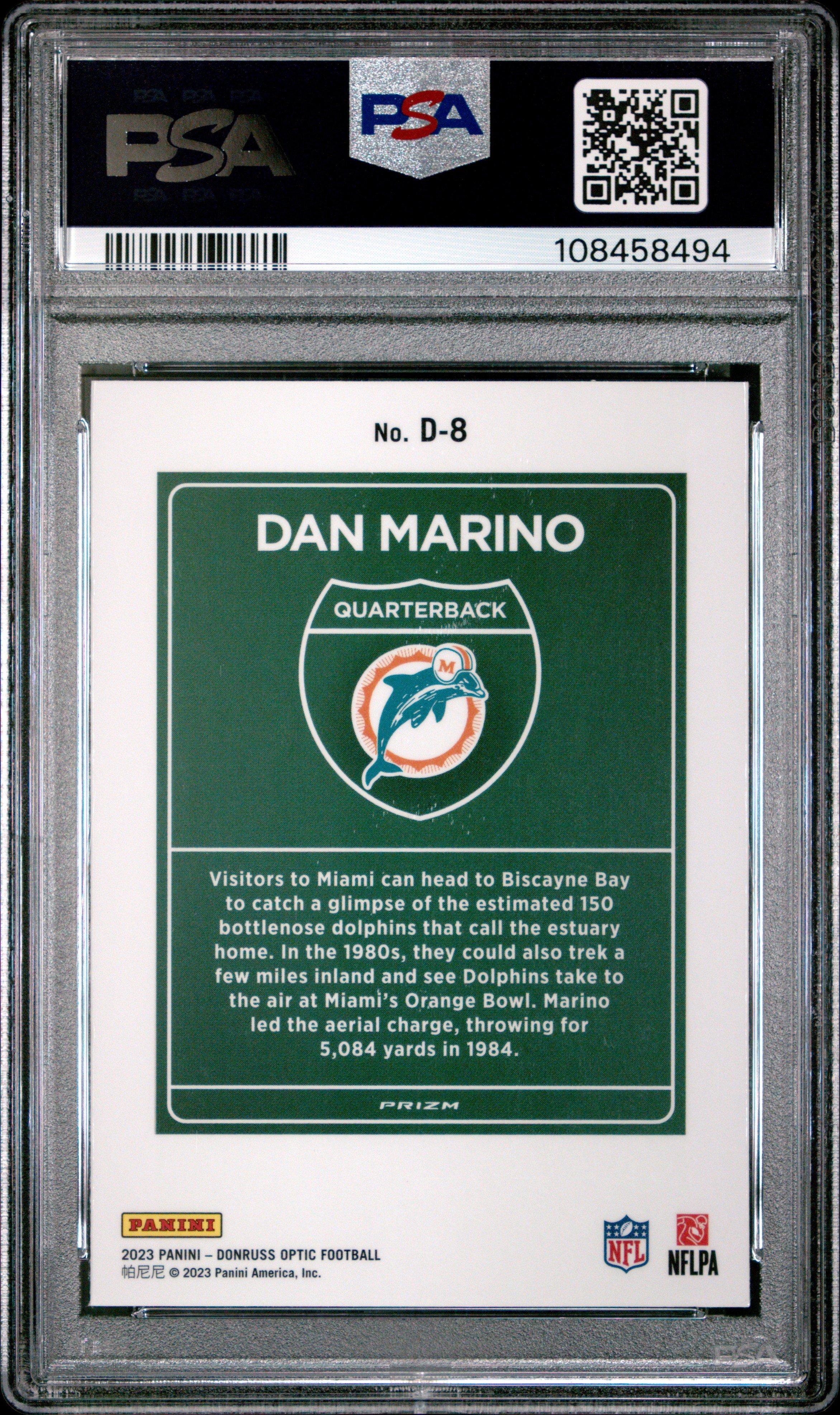2023 Panini Donruss Optic Downtown! D8 Dan Marino PSA 9