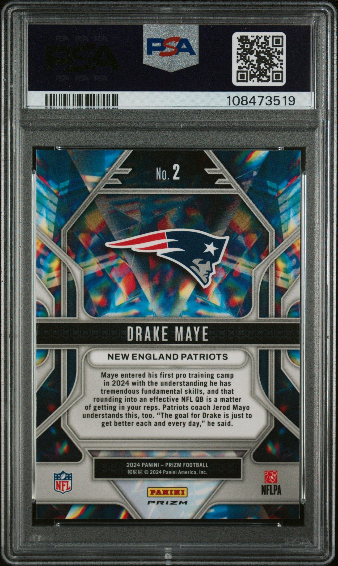 2024 Panini Prizm Prizmatic 2 Drake Maye Green Prizm PSA 10 Graded