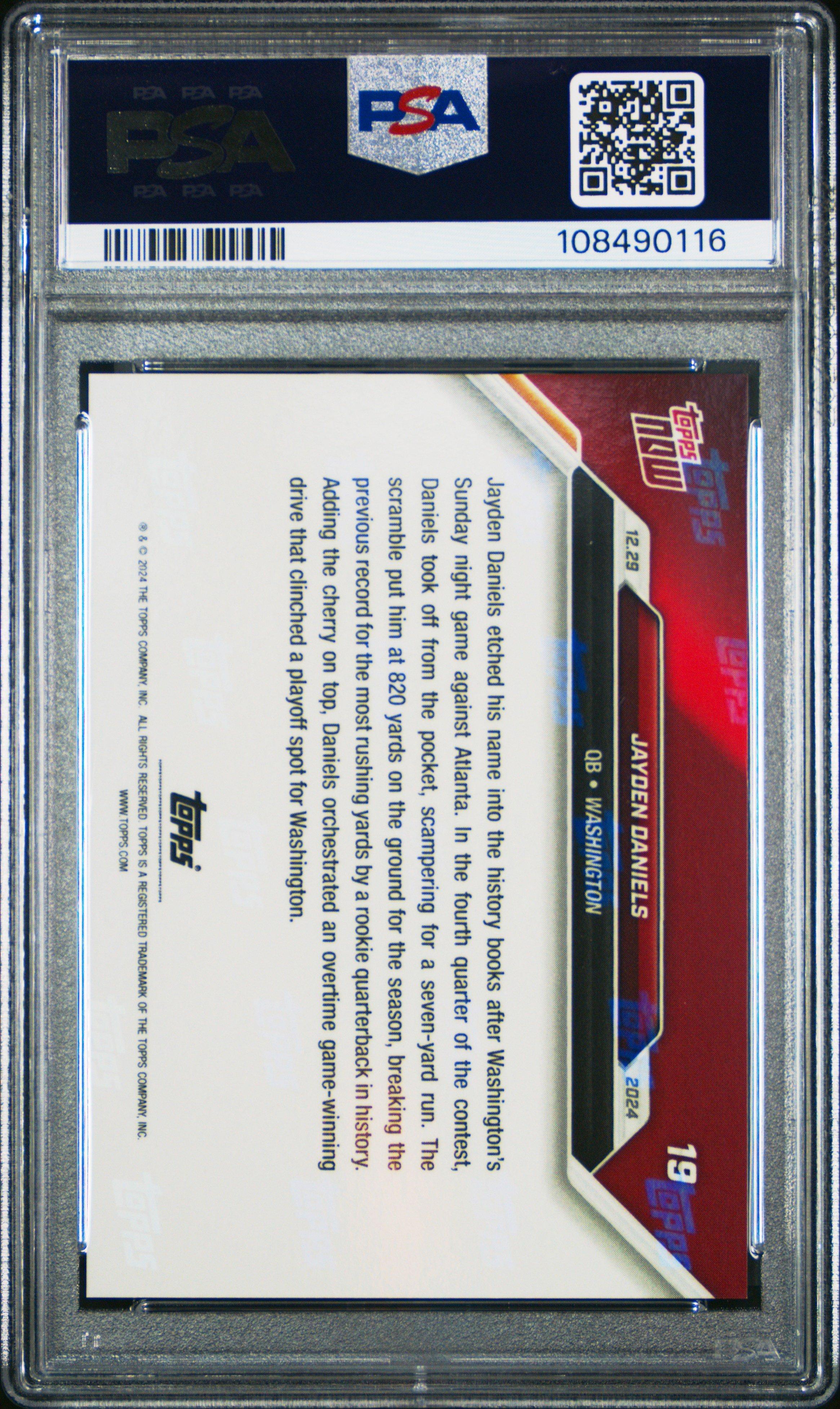 2024 Topps Now Jayden Daniels PSA 10