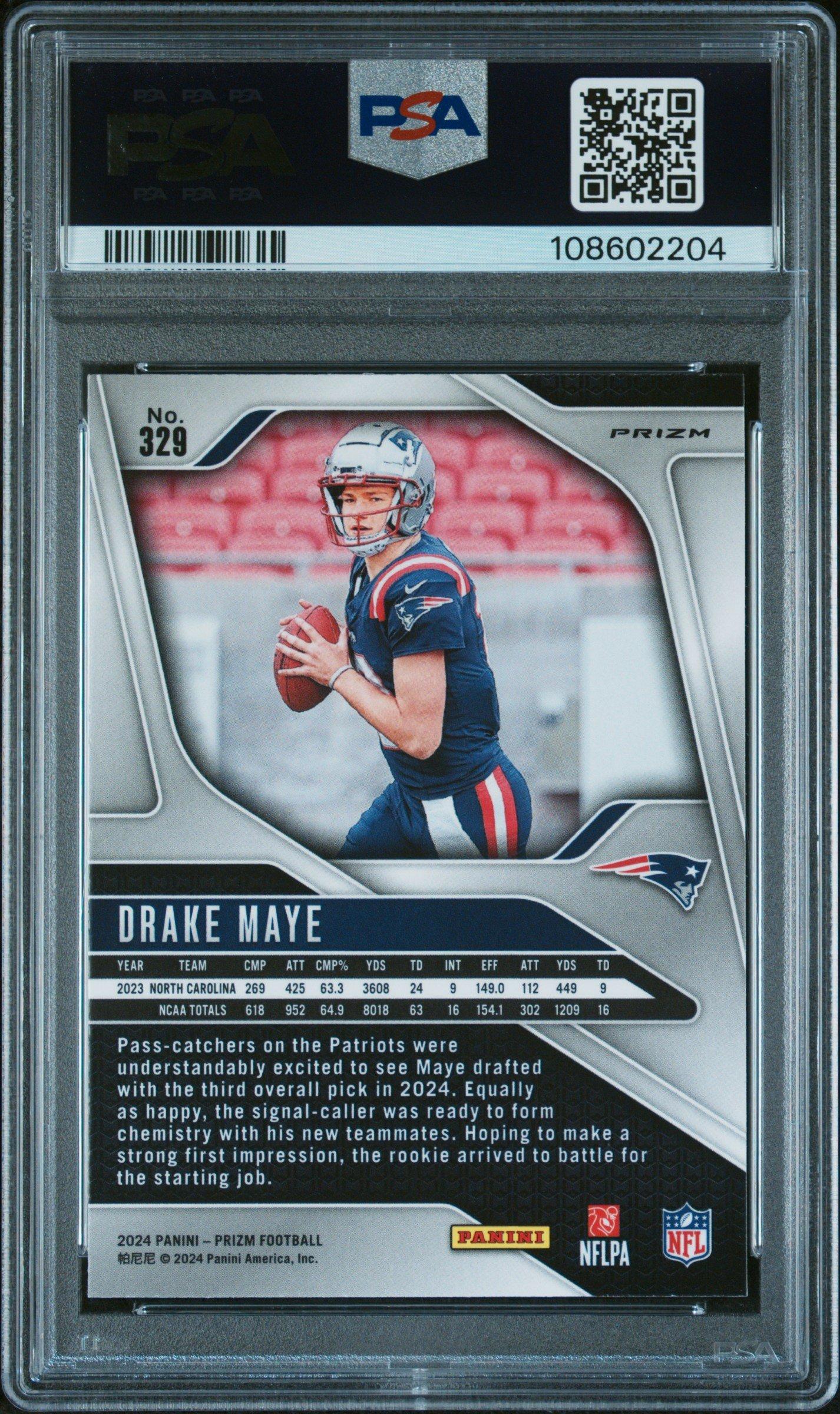 2024 Panini Prizm 329 Drake Maye Silver Prizm PSA