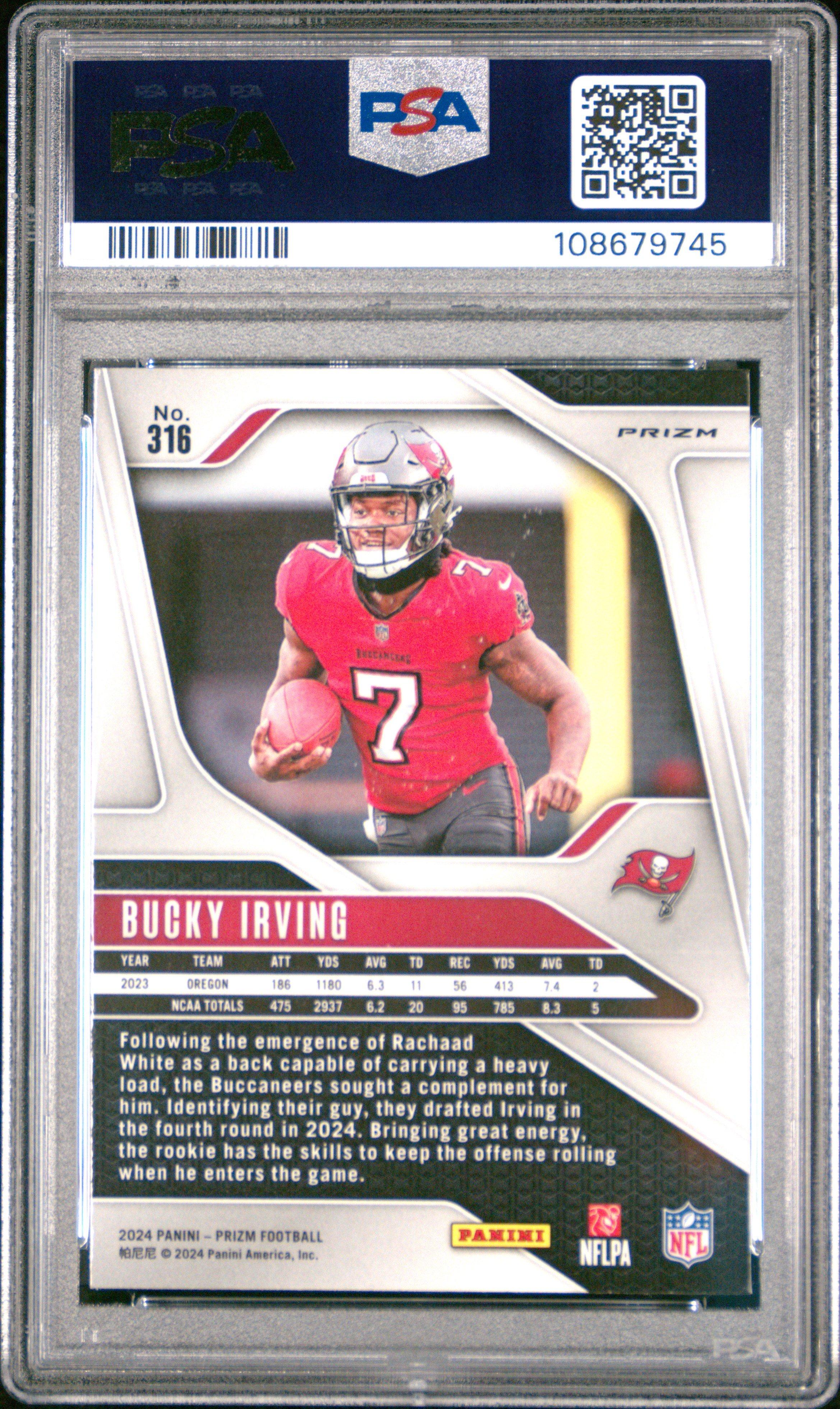2024 Panini Prizm 316 Bucky Irving Silver Prizm PSA 10