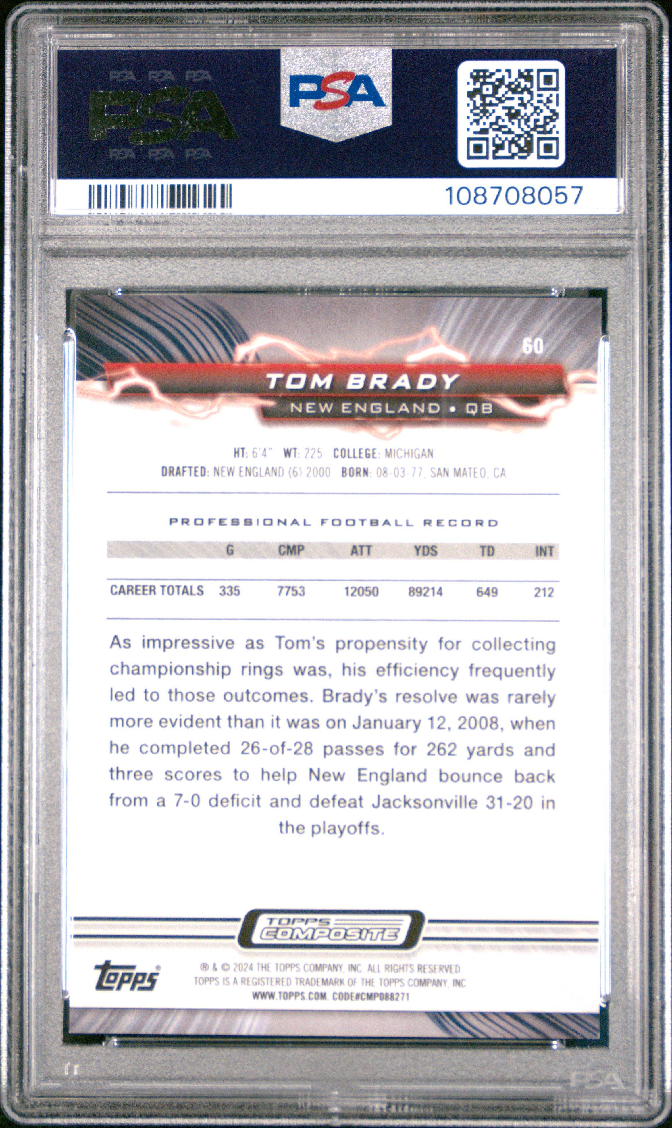 2023 Topps Composite 60 Tom Brady Purple Surge PSA 10