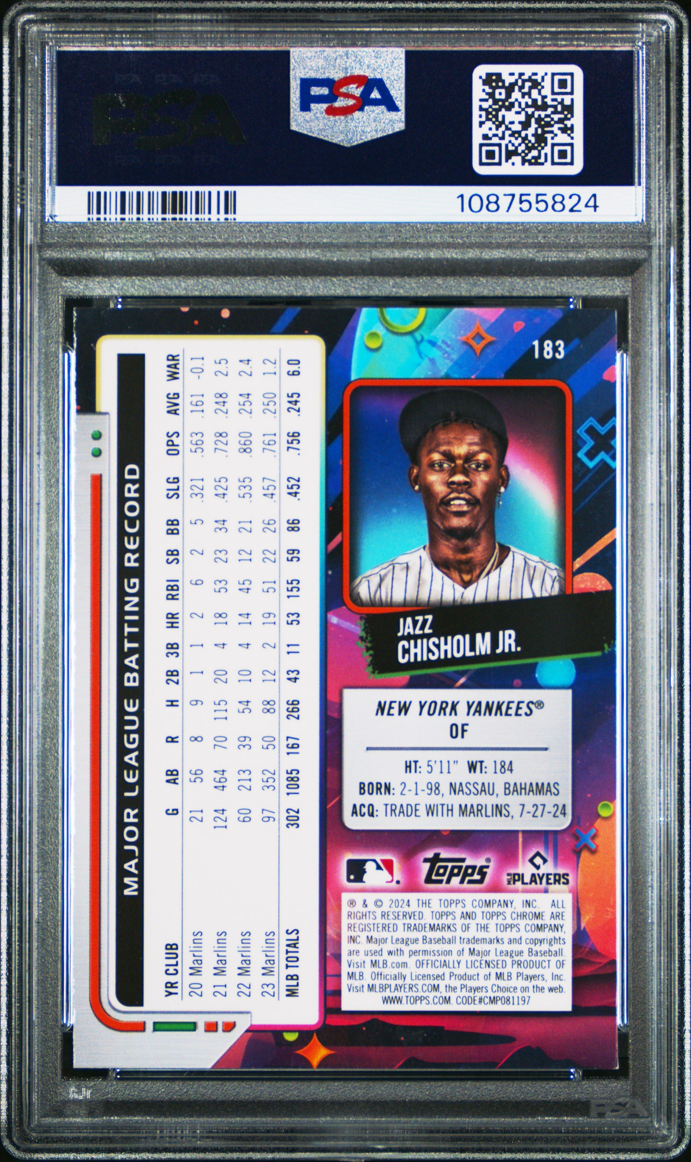 2024 Topps Chrome Cosmic 183 Jazz Chisholm Jr. Aqua Equinox
