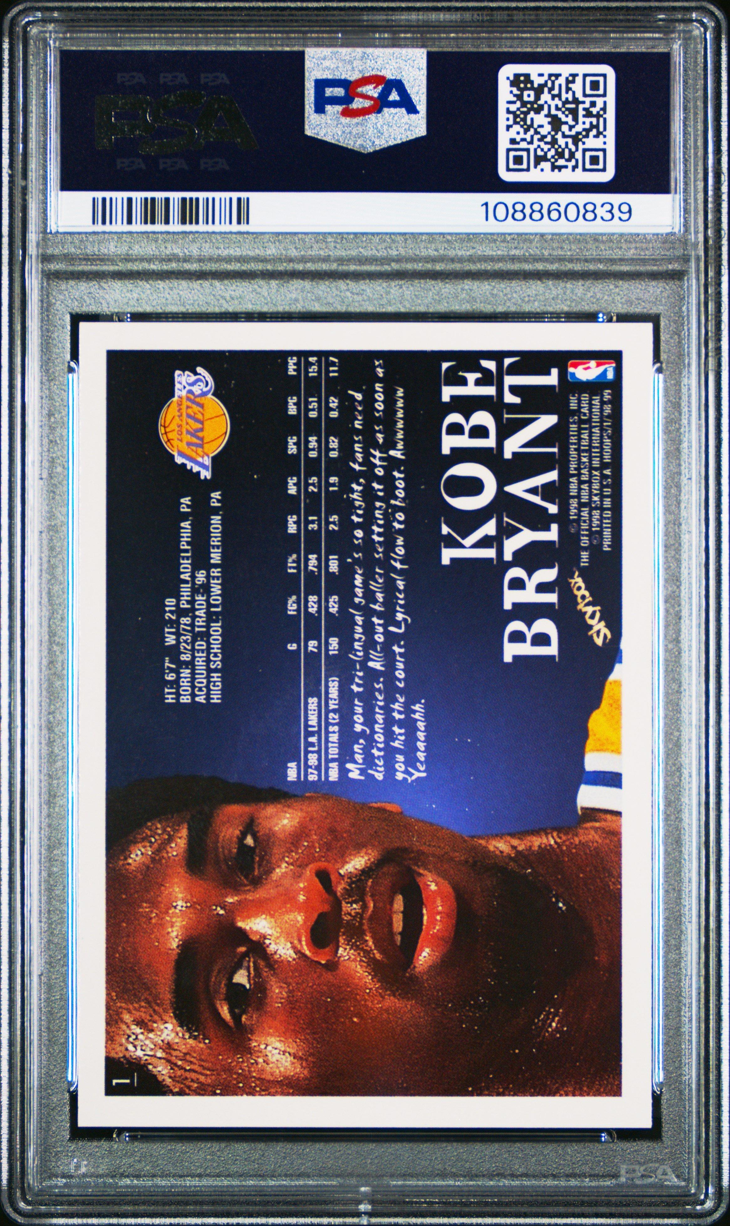 1998 Hoops 1 Kobe Bryant PSA 9