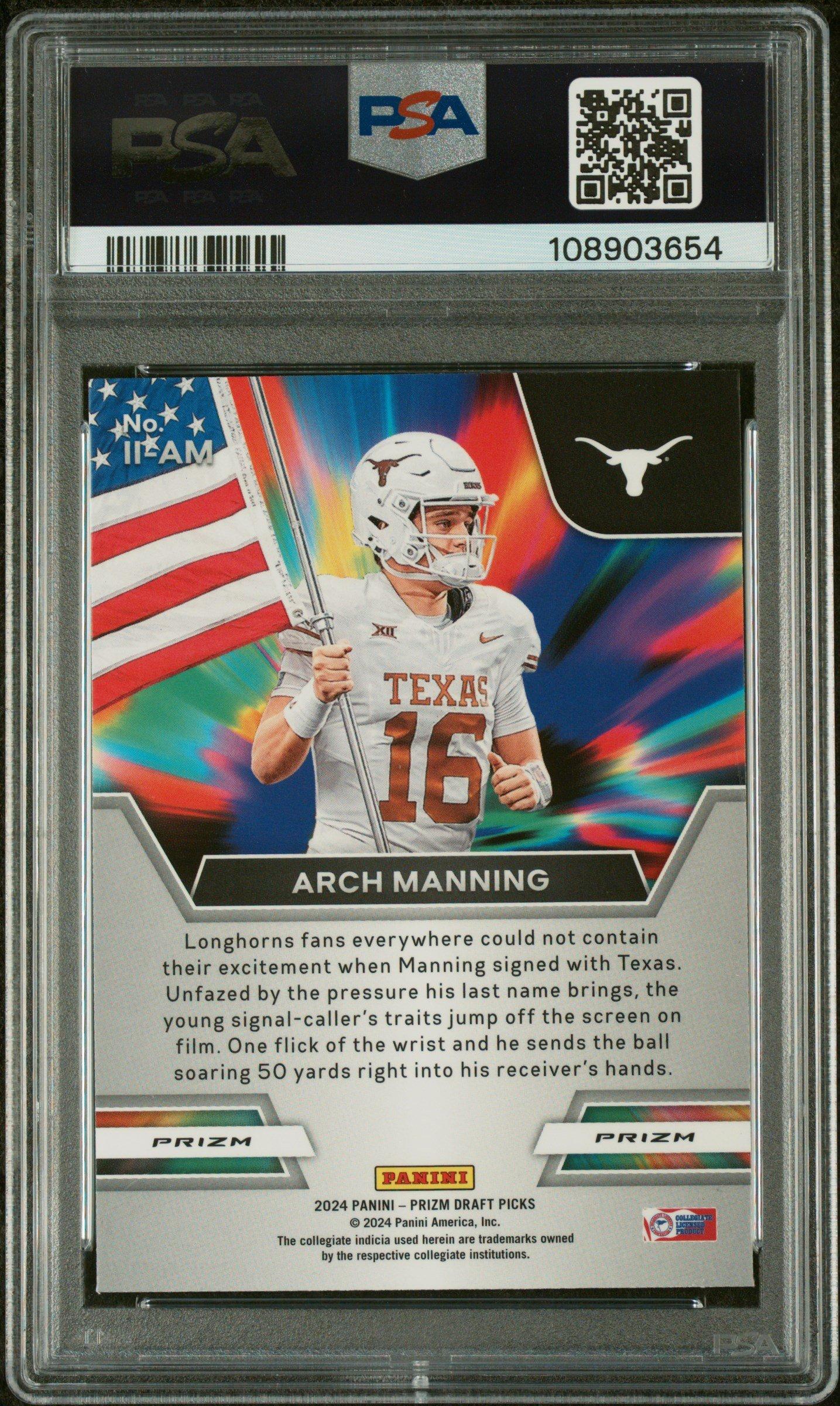 2024 Panini Prizm Draft Picks Instant Impact Iiam Arch Manning Green Prizm PSA