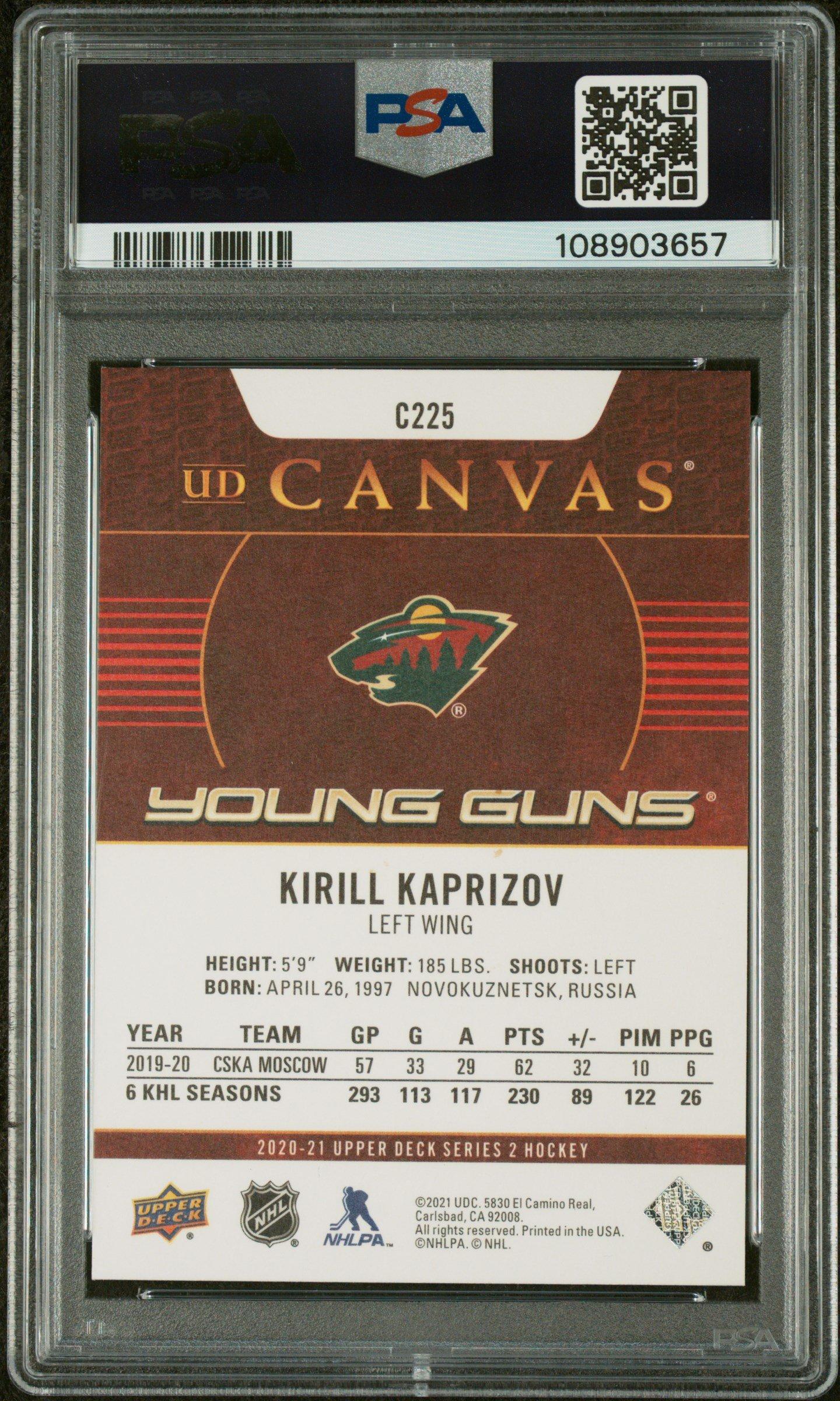 2020 Upper Deck Ud Canvas C225 Kirill Kaprizov PSA 10