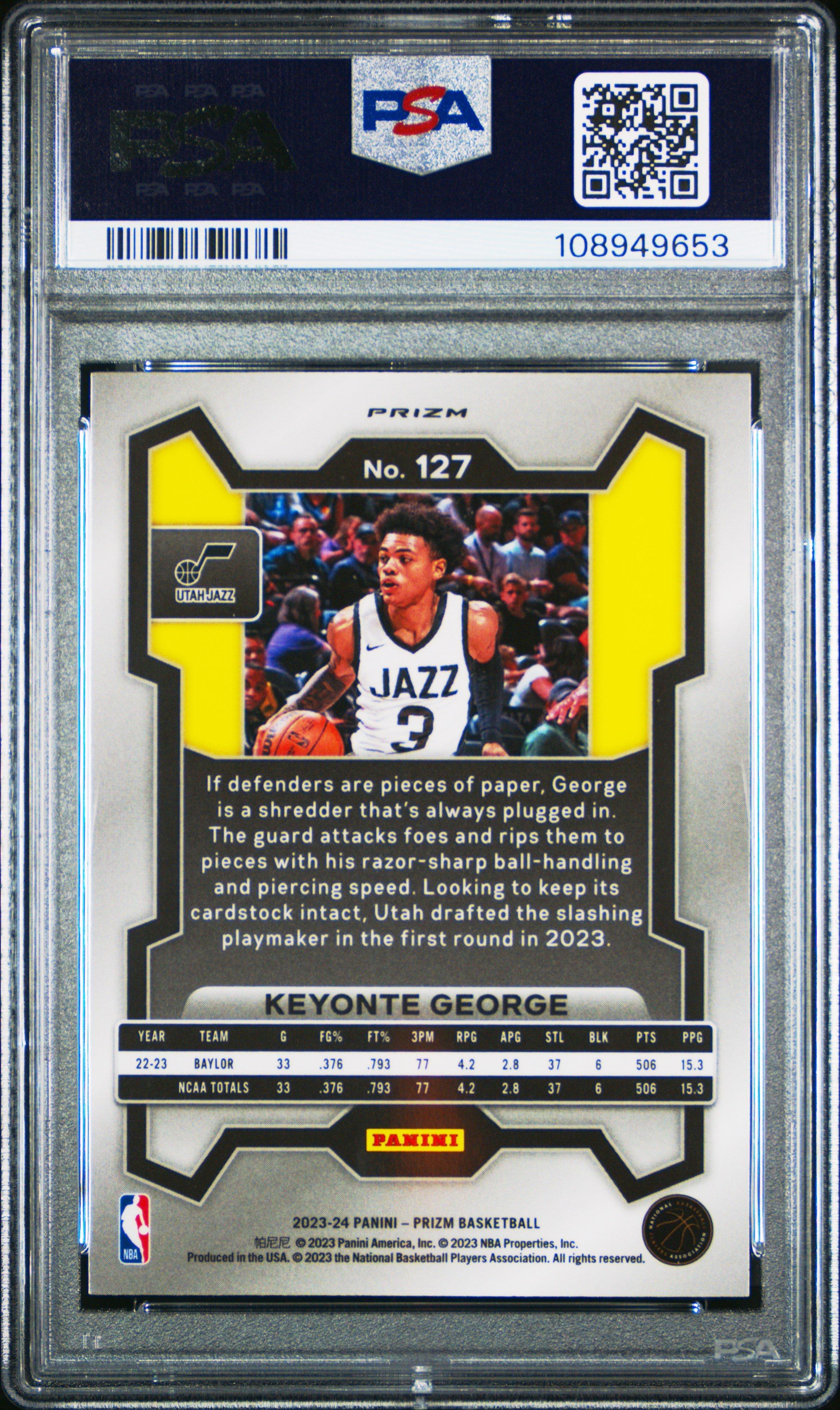 2023 Panini Prizm 127 Keyonte George Silver Prizm PSA 10