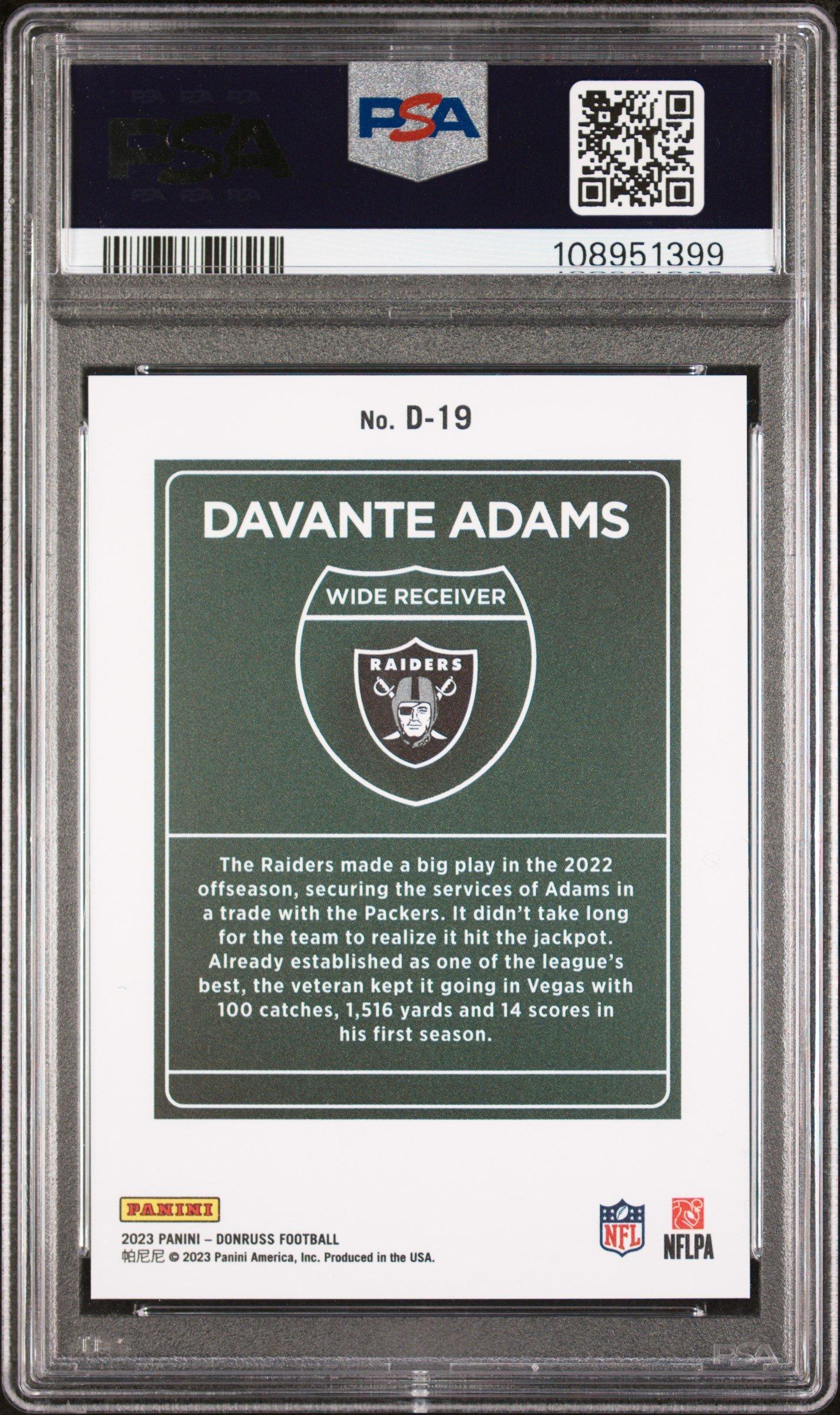 2023 Panini Donruss Downtown! D19 Davante Adams PSA 9