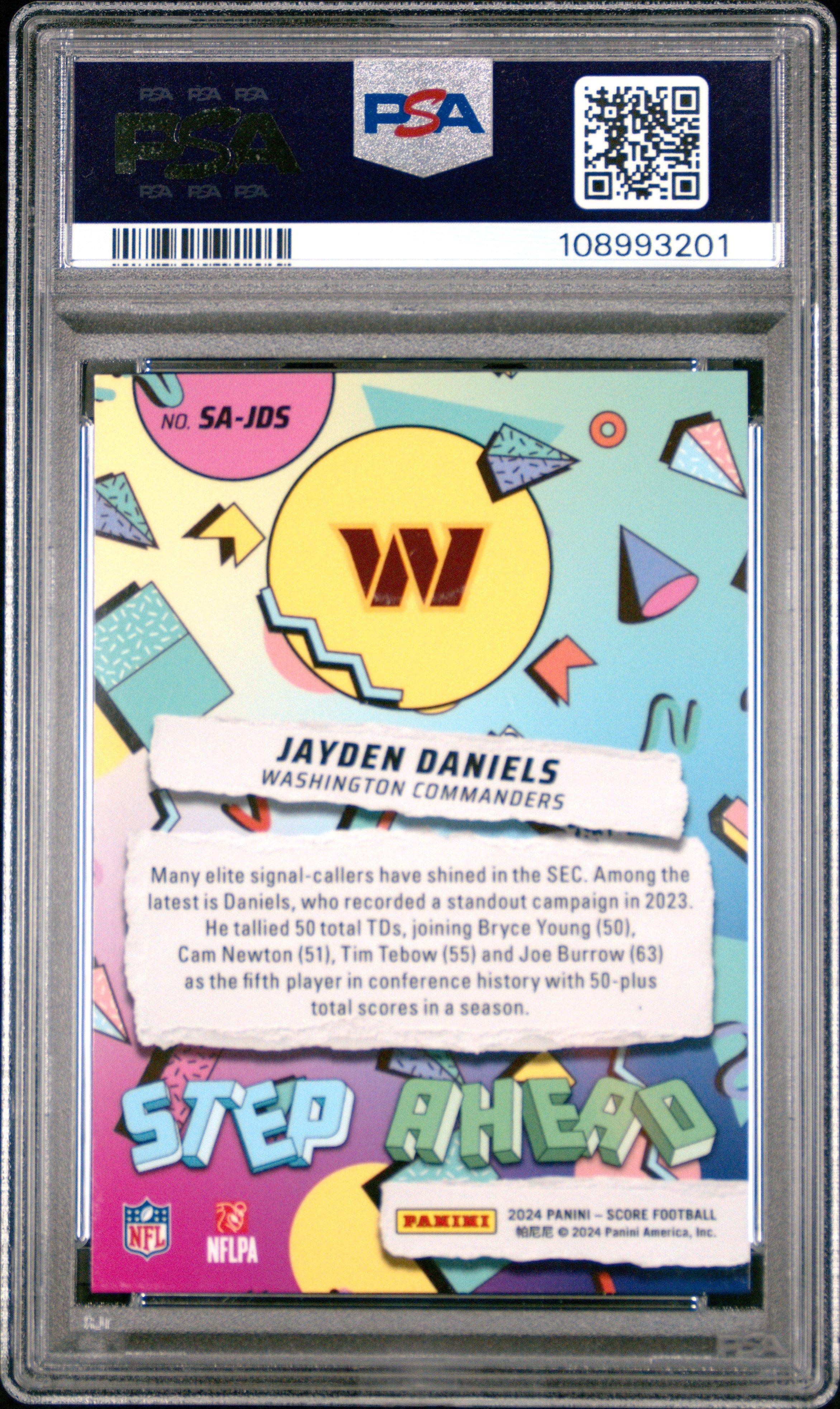 2024 Panini Score Step Ahead Sajds Jayden Daniels PSA